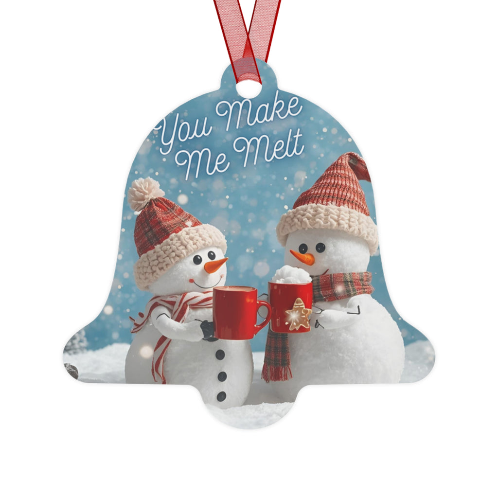 You Make Me Melt Metal Bell Ornament — Cute Snowman Couples Holiday Decoration
