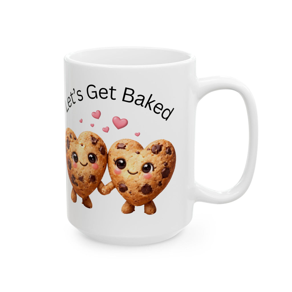 Let's Get Baked — Heart-Shaped Chocolate Chip Ceramic Mug (11oz, 15oz)