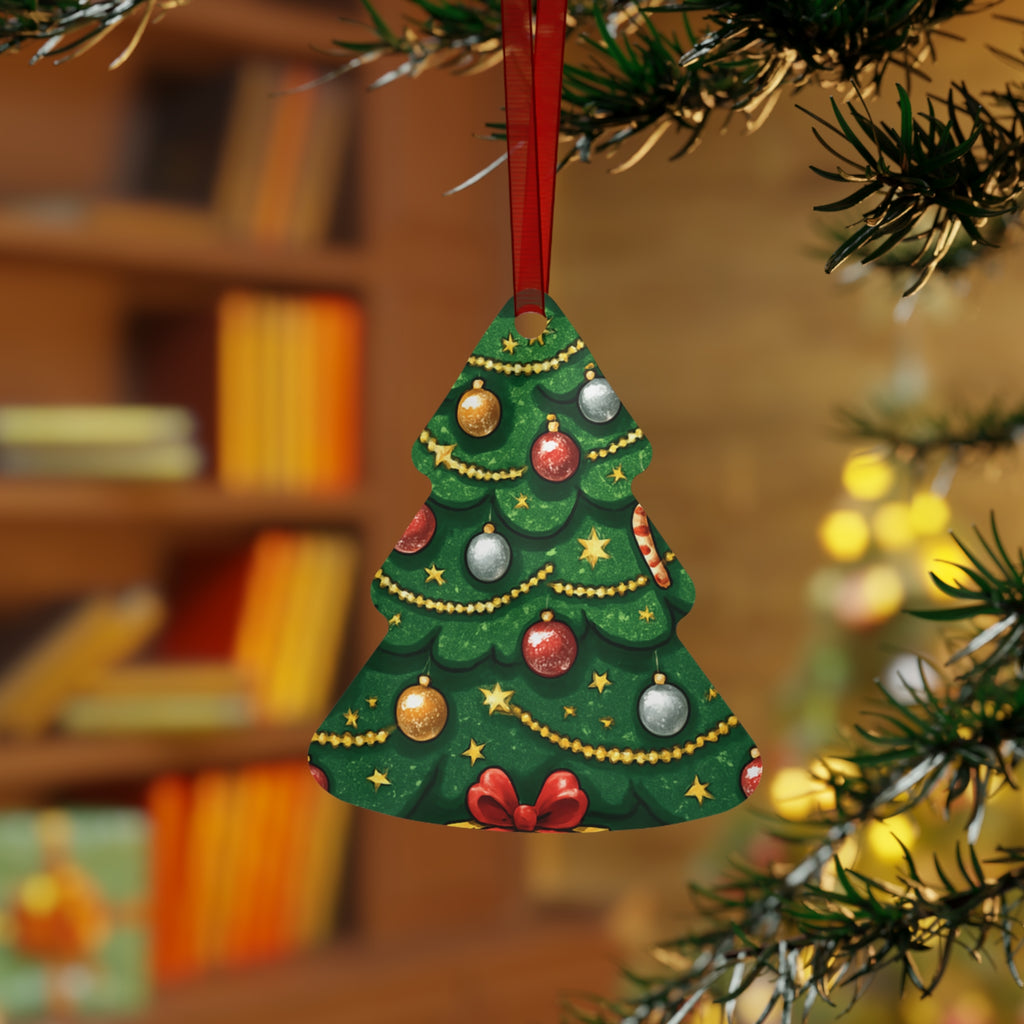 Bell Metal Ornament – Festive Christmas Tree Design with Baubles & Candy Canes