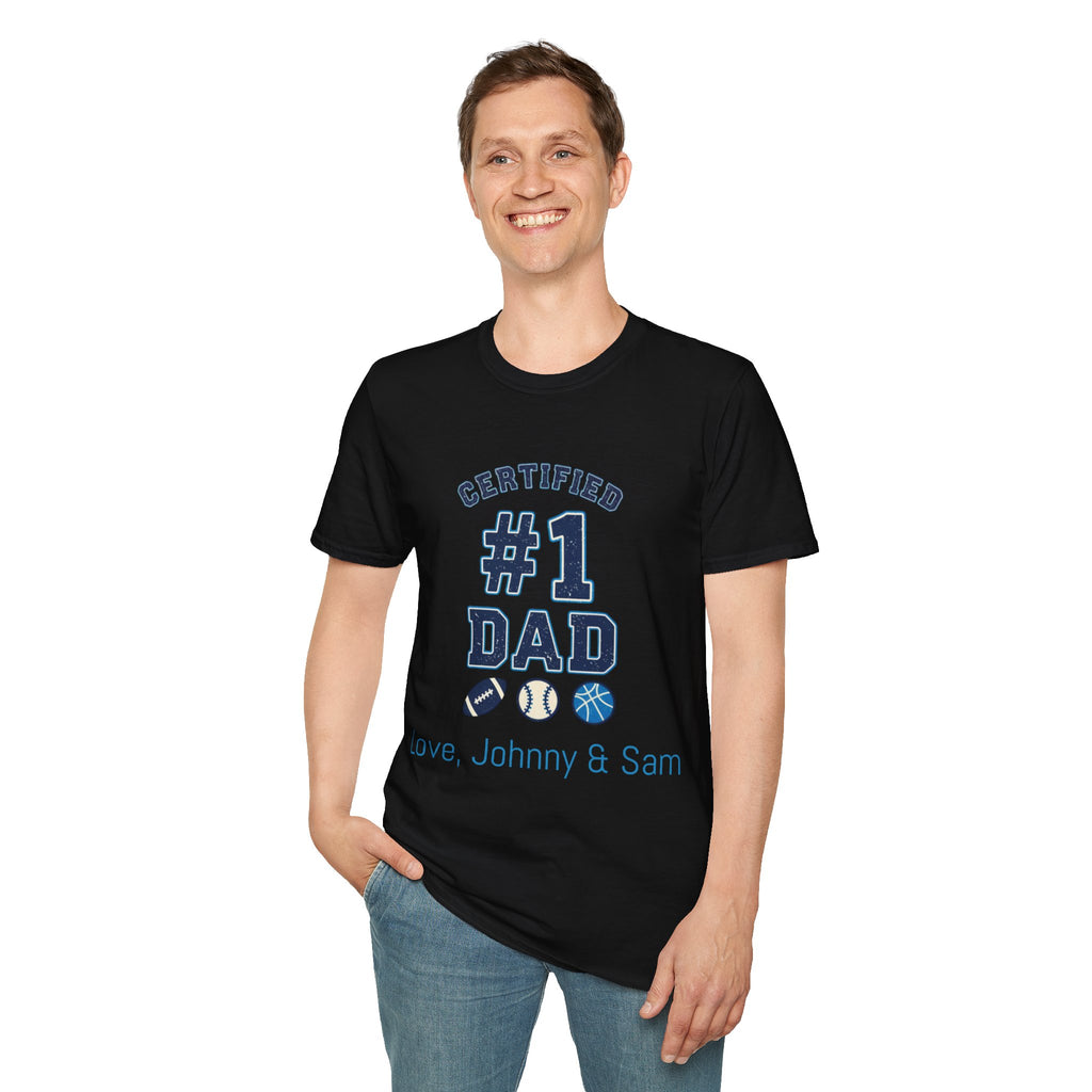 Certified #1 Dad Sports T-Shirt — Personalized "Love, [Names]" Father's Day Tee
