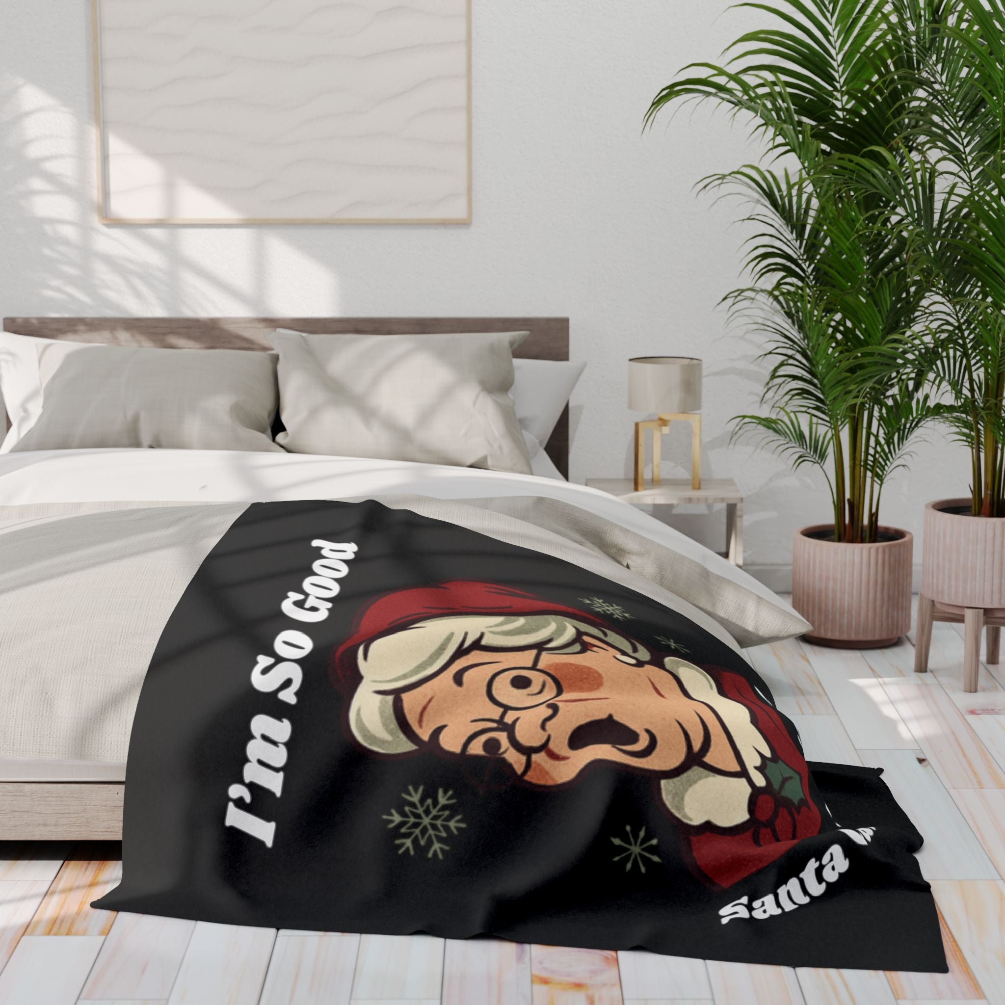 Funny Christmas Throw Blanket — “I’m So Good Santa Came Twice!” Holiday Fleece