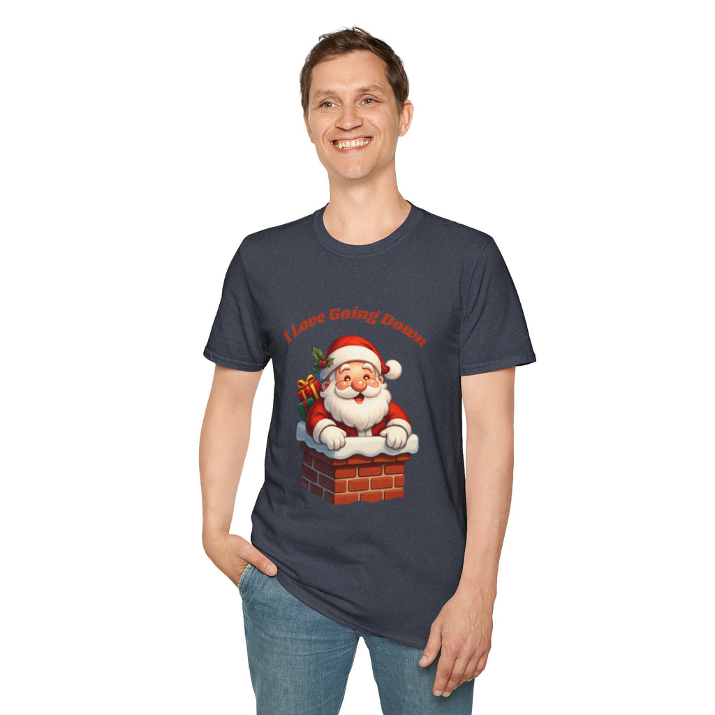 Adult Themed Santa Chimney T-Shirt - 'I Love Going Down' Christmas Attire