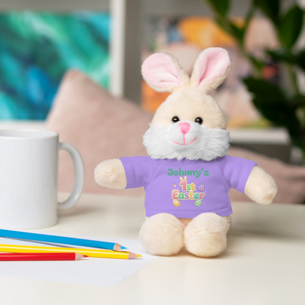 Personalized 1st Easter Plush Bunny with Tee — Custom Baby Easter Gift