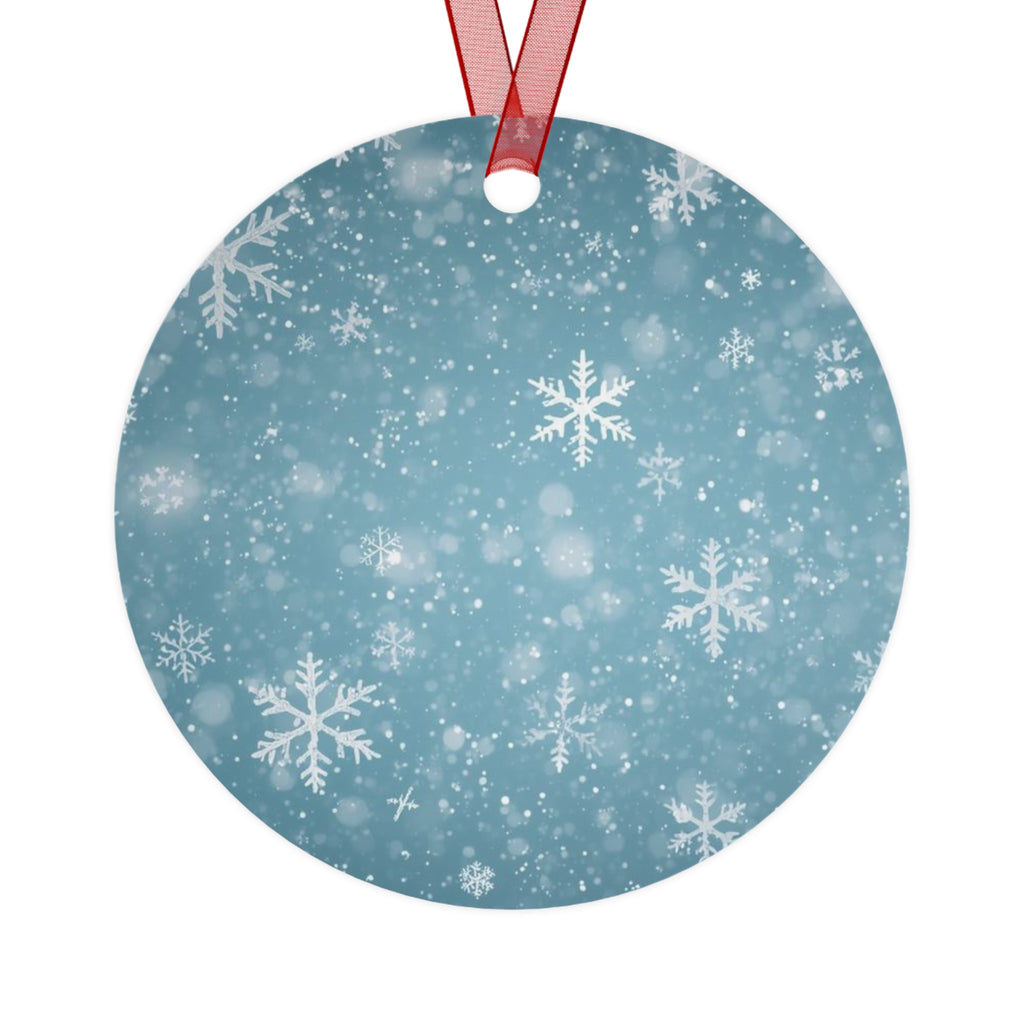 Snowflake Bell Metal Ornament — Blue Winter Holiday Christmas Decoration