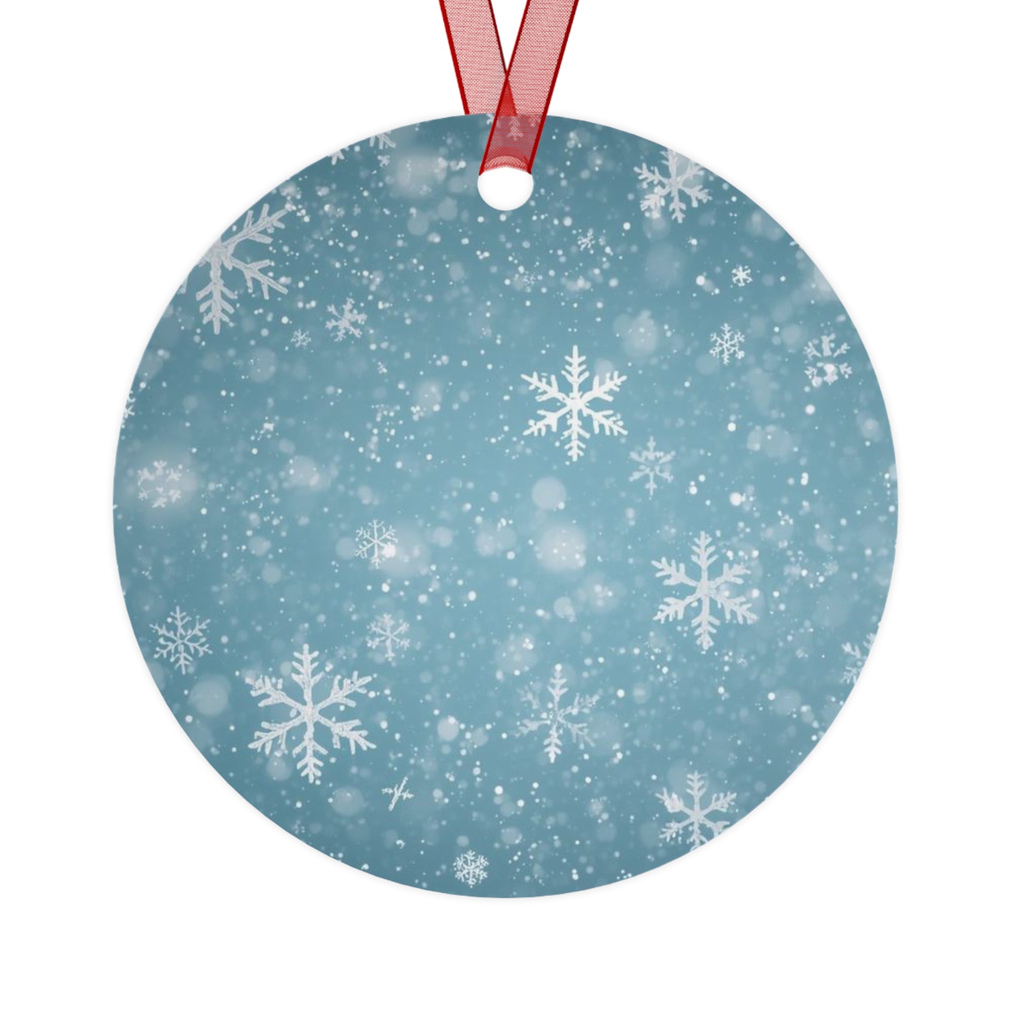 Snowflake Bell Metal Ornament — Blue Winter Holiday Christmas Decoration