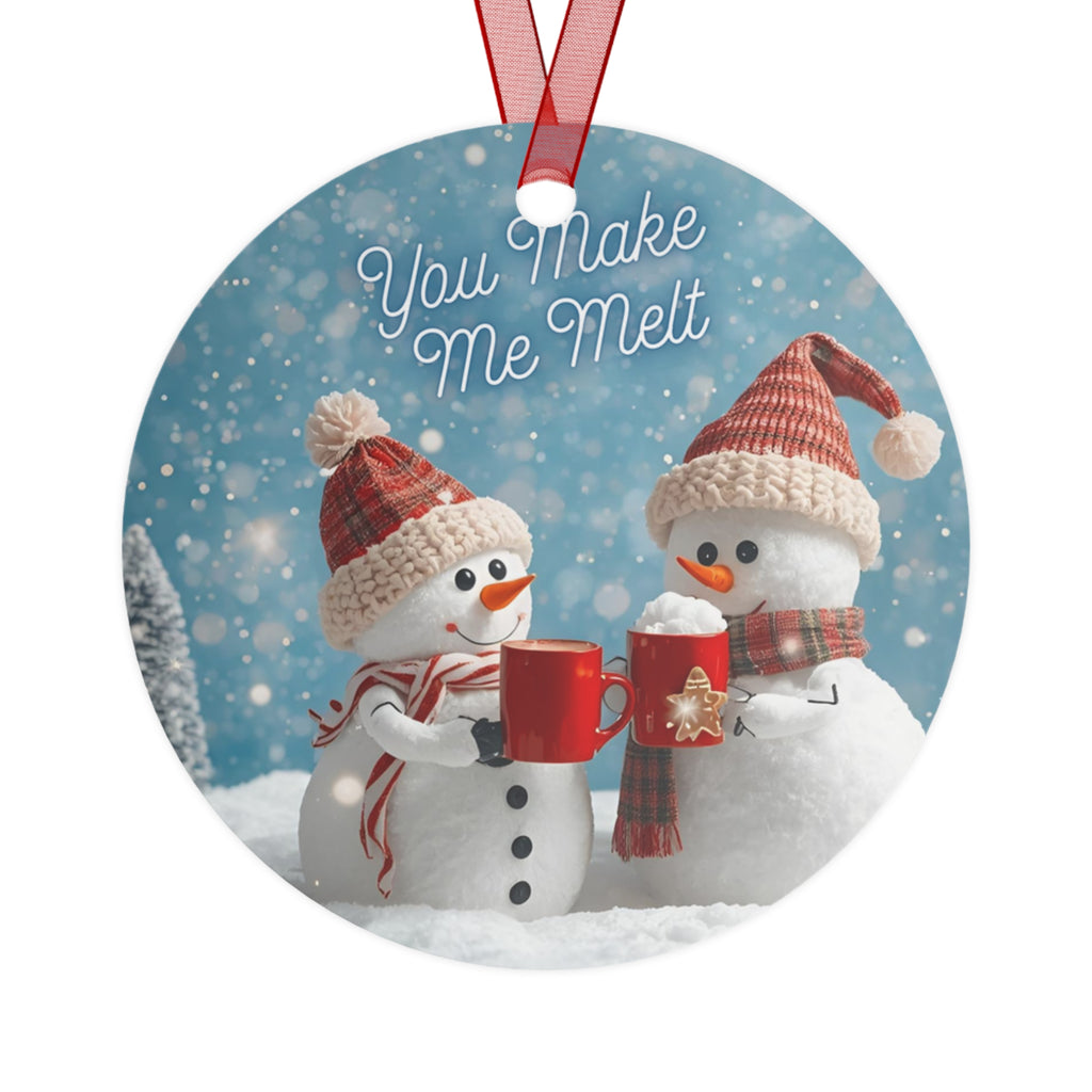 You Make Me Melt Metal Bell Ornament — Cute Snowman Couples Holiday Decoration