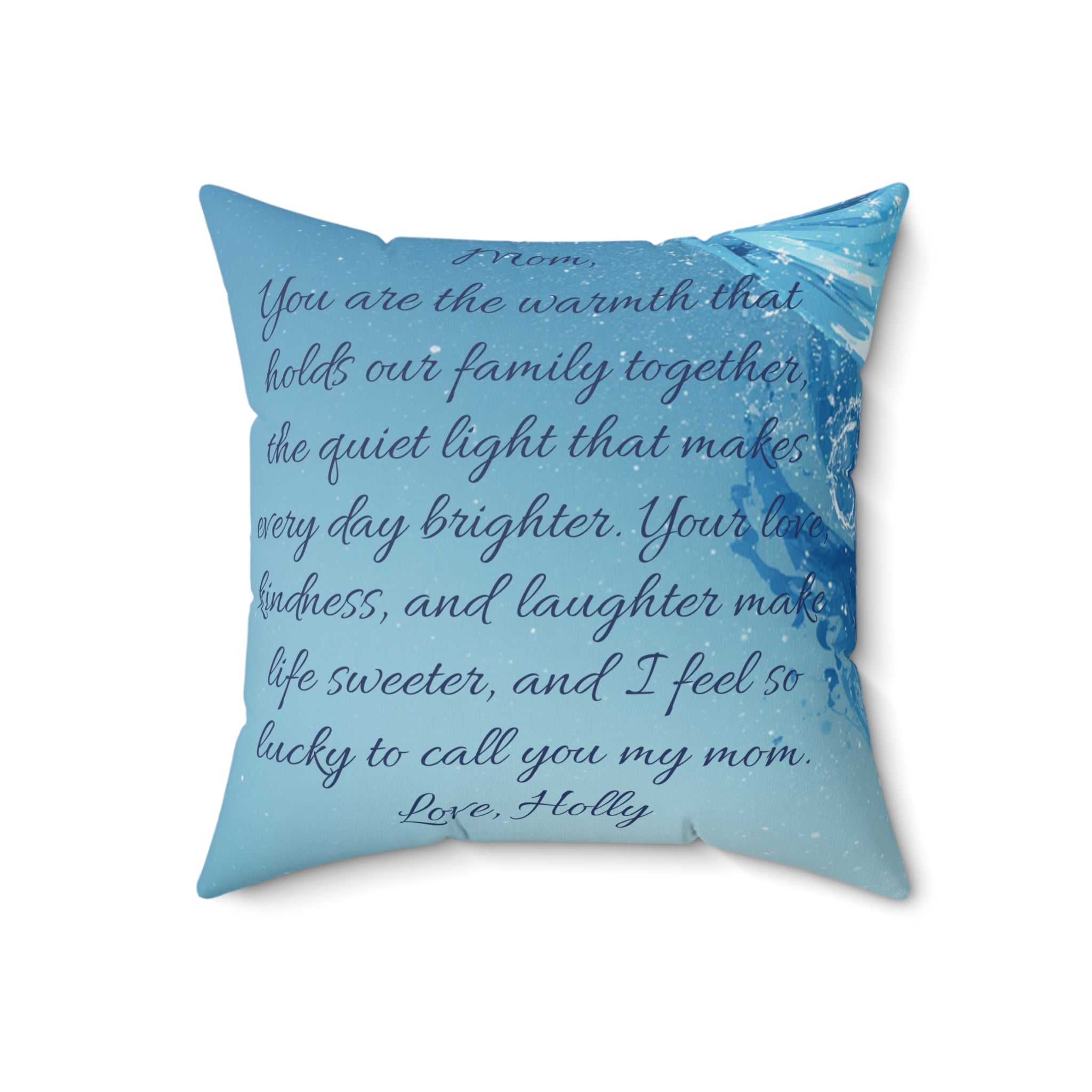 Warmth Begins With Mom Faux Suede Pillow — Personalized Photo Mother's Day Gift