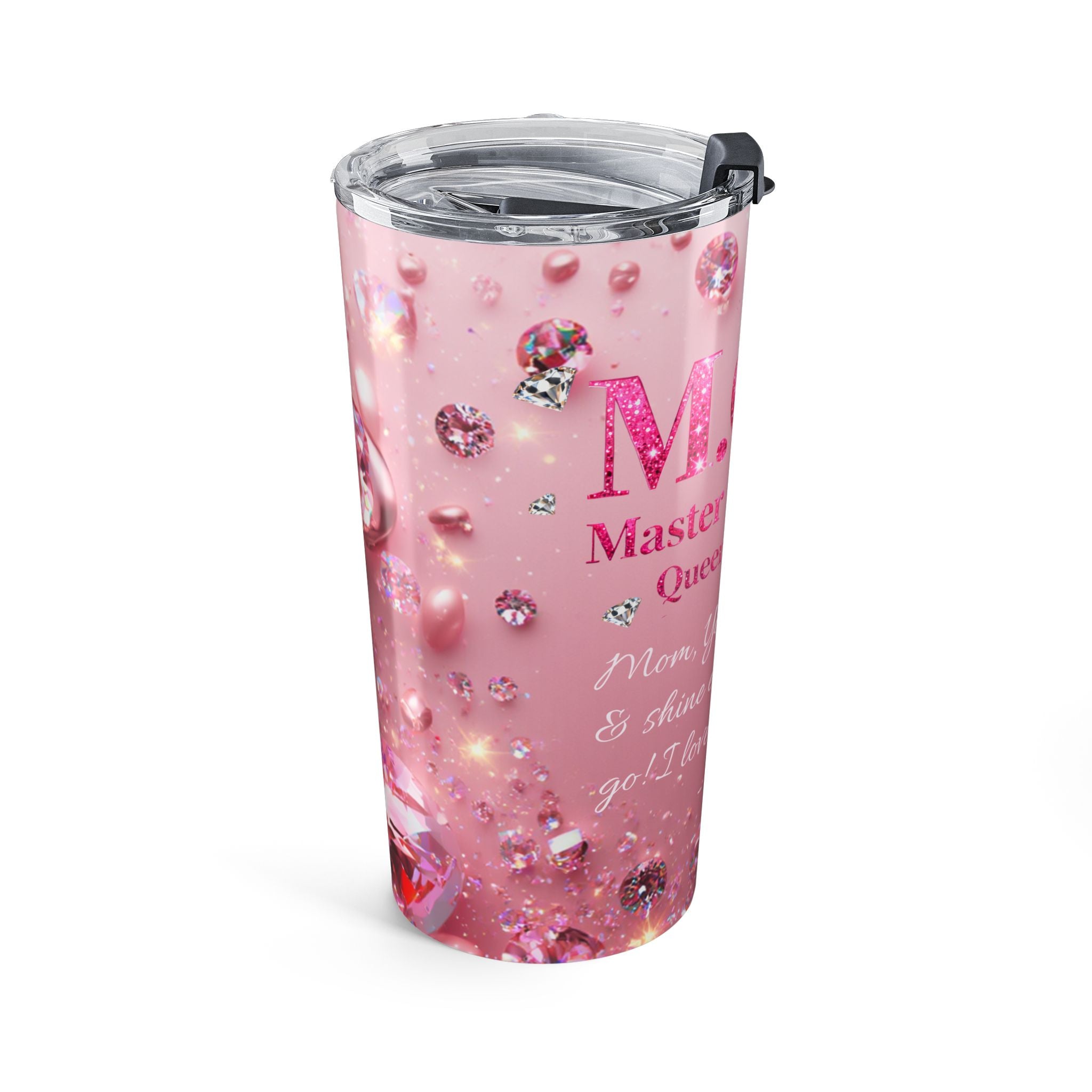 Personalized Sparkle 20oz Insulated Tumbler — Pink Rhinestone ‘Queen of Sparkles’ Gift