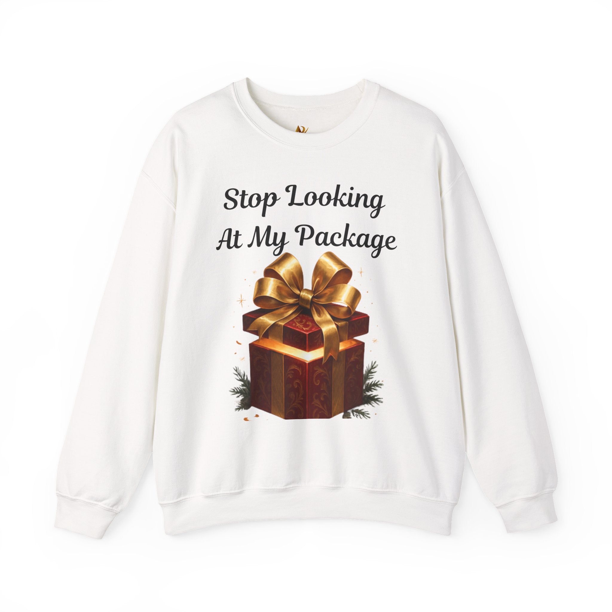 Adult Themed Big Gift Sweatshirt — 'Stop Looking At My Package' Christmas Attire