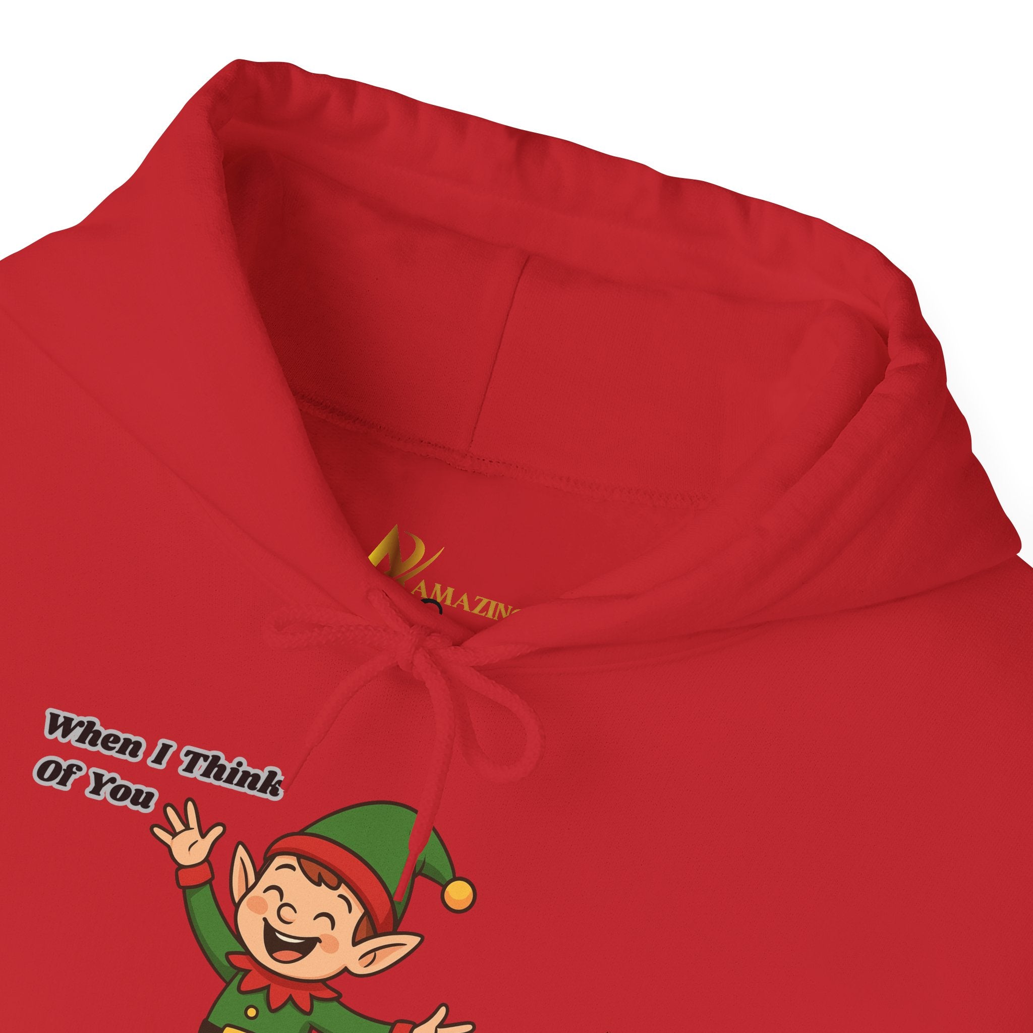 Adult Themed Elf Hoodie – 'When I Think of You I Touch My Elf' Christmas Attire