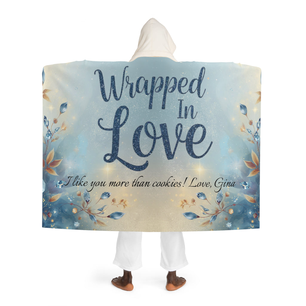 Personalized Hooded Sherpa Blanket — Blue Floral Dream Cozy Throw