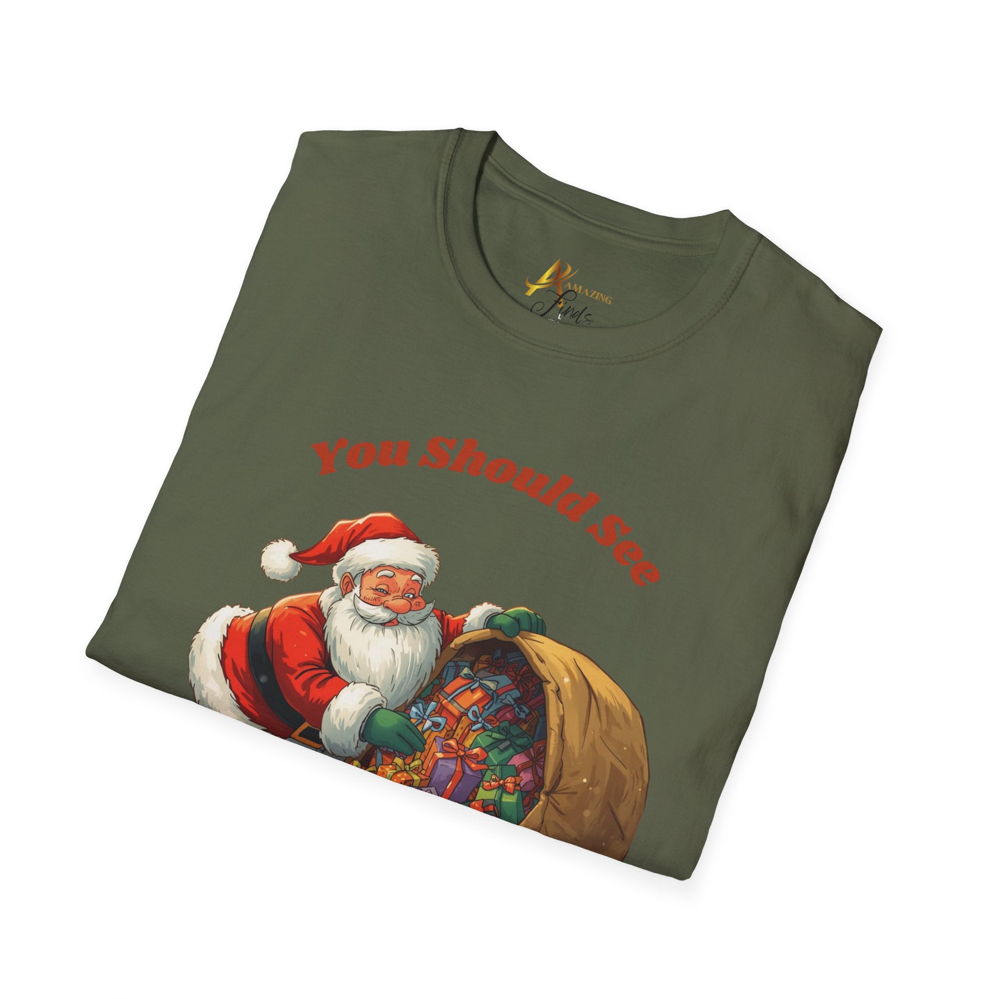 Adult Themed Santa with Sack T-Shirt - 'You Should See The Size Of My Sack' Christmas Attire