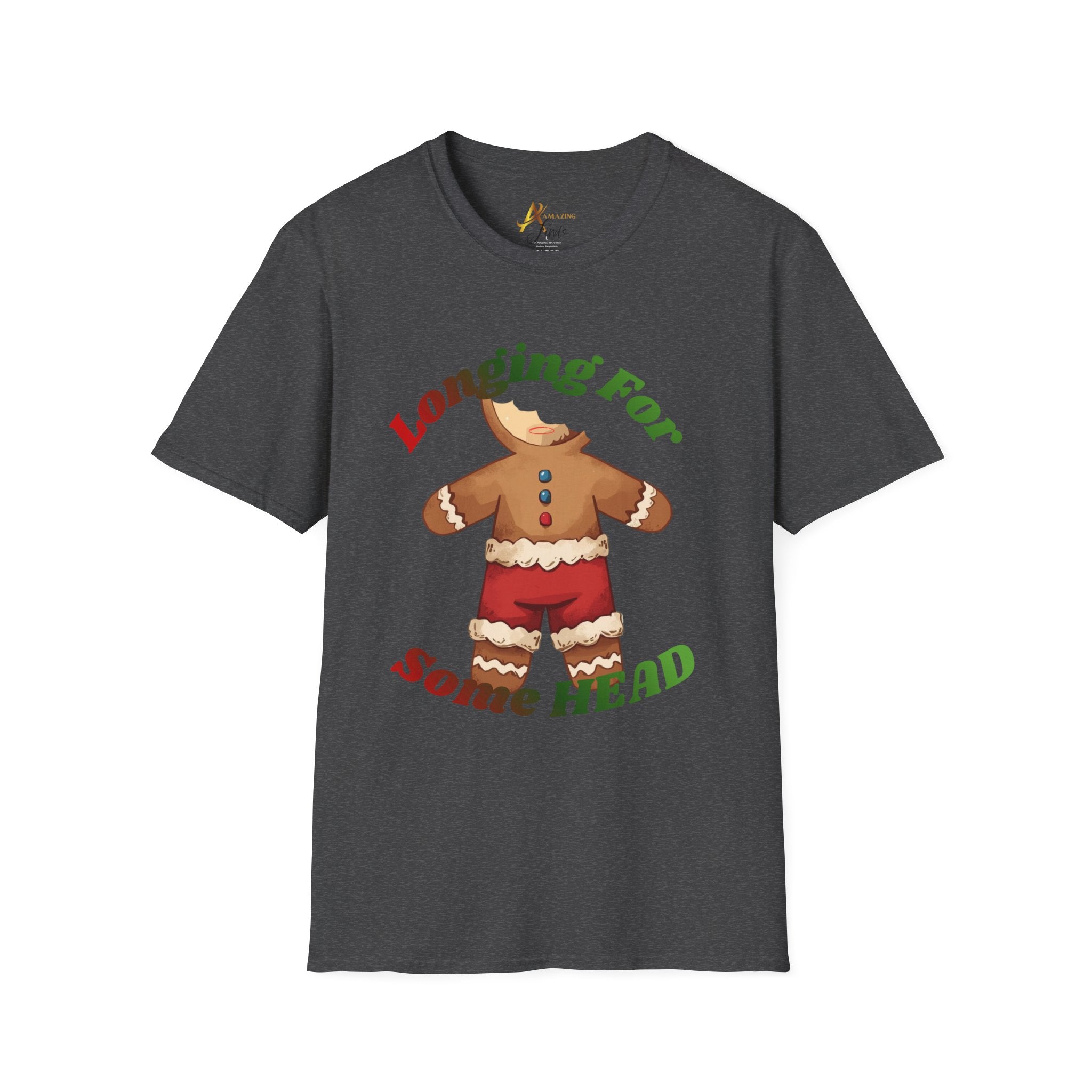 Adult Themed Headless Gingerbread Man T-Shirt - 'Longing For Some Head' Christmas Attire