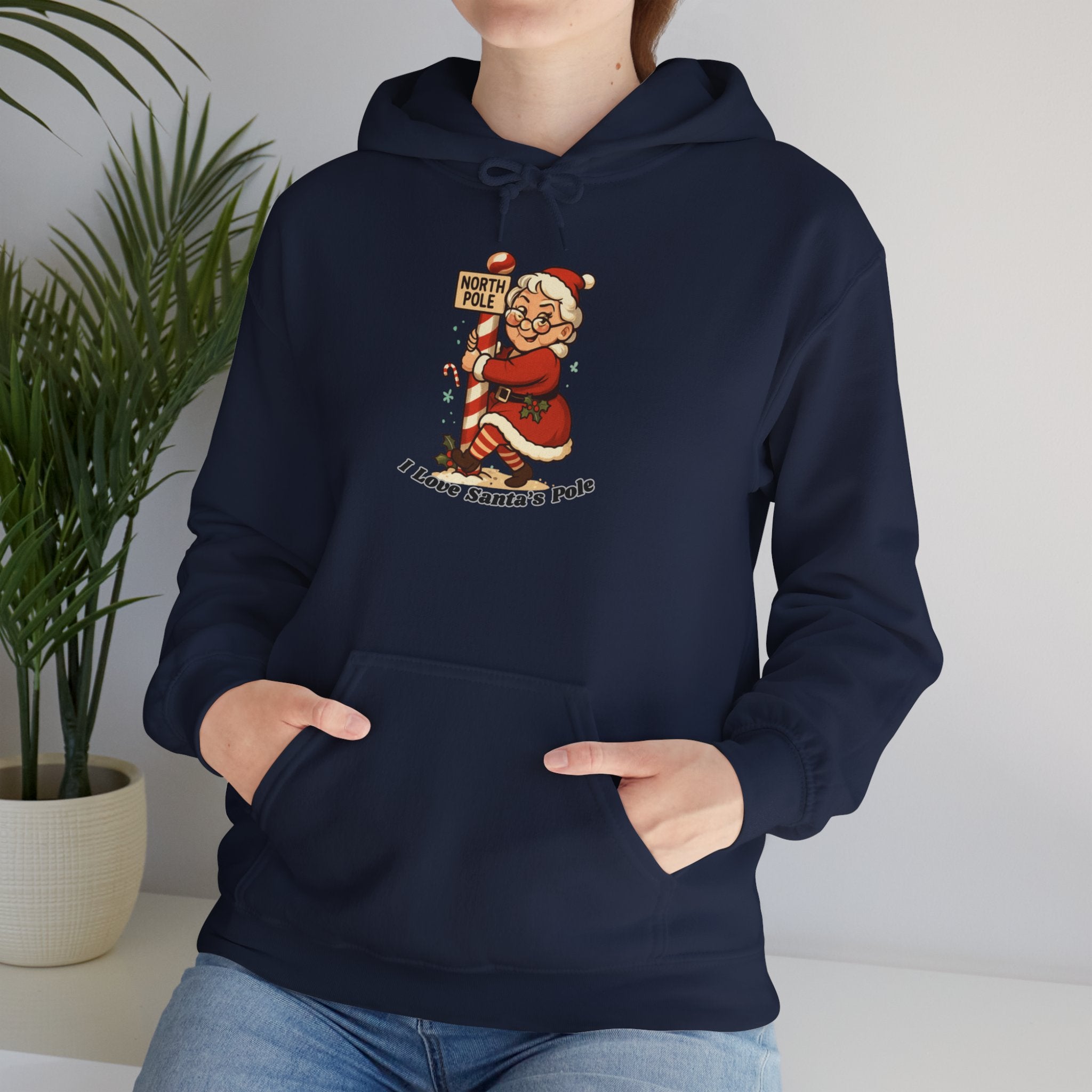 Adult Themed Mrs. Clause Hoodie - 'I Love Santa's Pole' Christmas Attire
