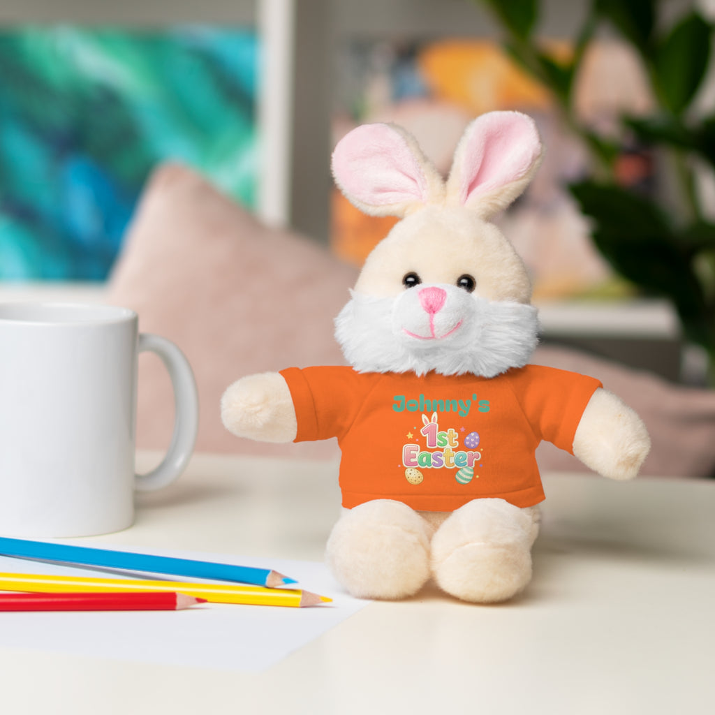 Personalized 1st Easter Plush Bunny with Tee — Custom Baby Easter Gift