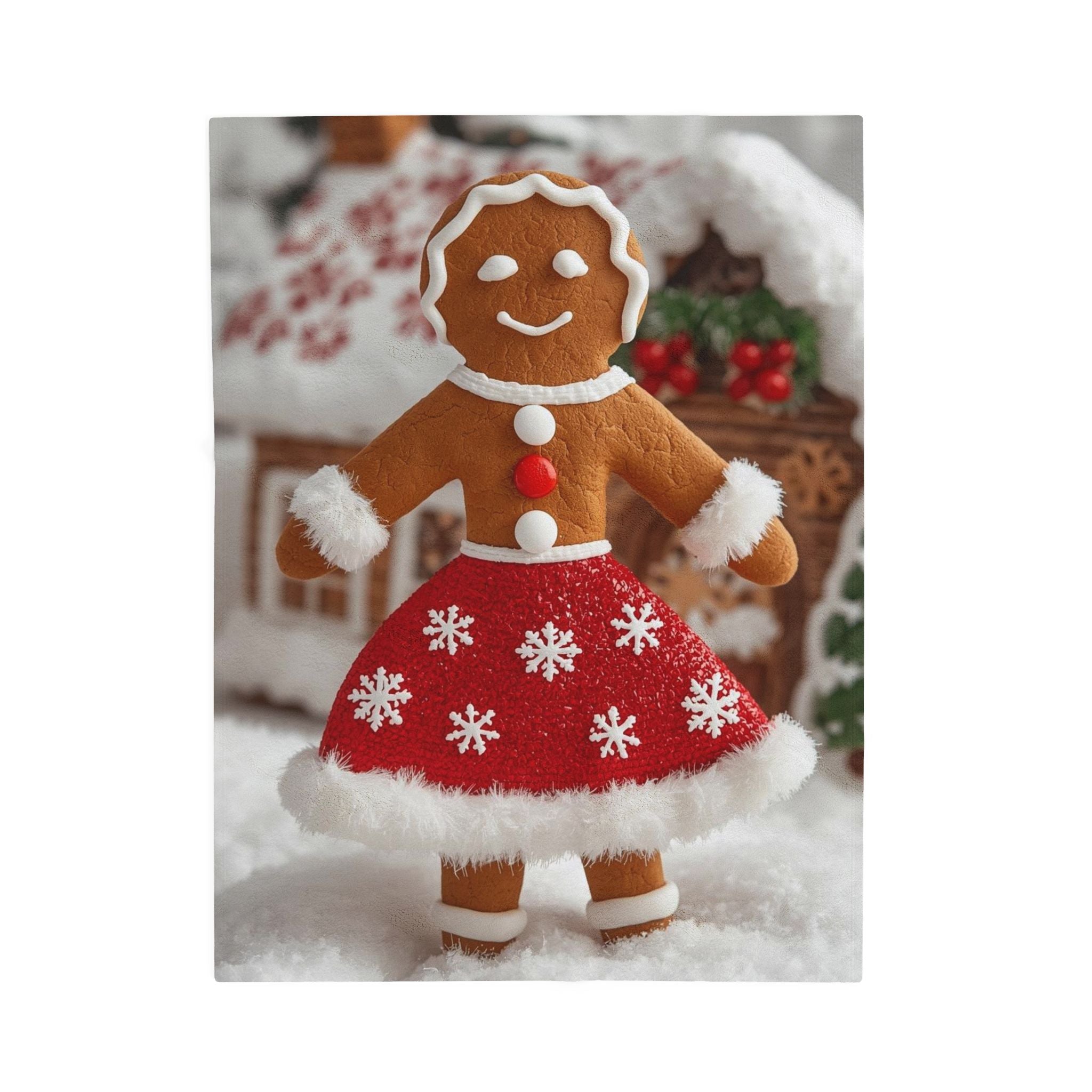 Christmas Gingerbread Girl Velveteen Plush Blanket