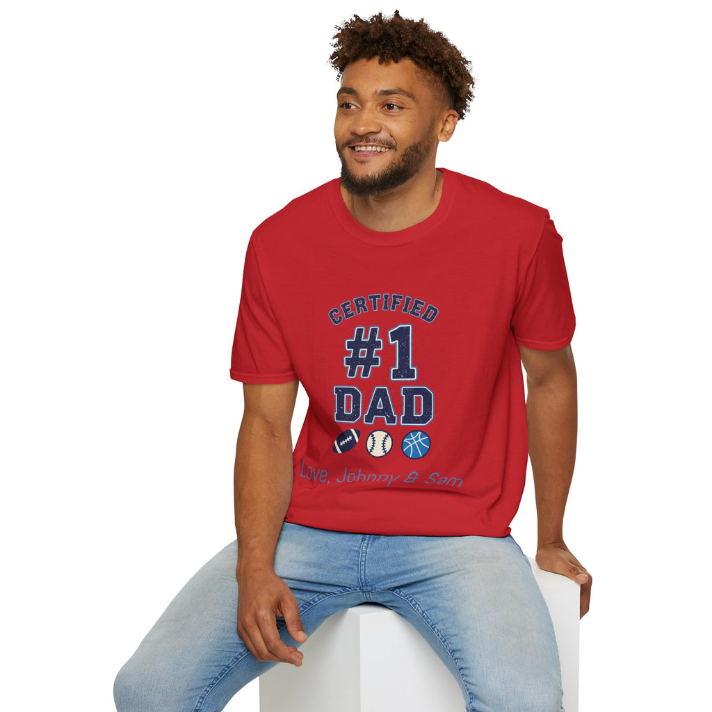 Certified #1 Dad Sports T-Shirt — Personalized "Love, [Names]" Father's Day Tee