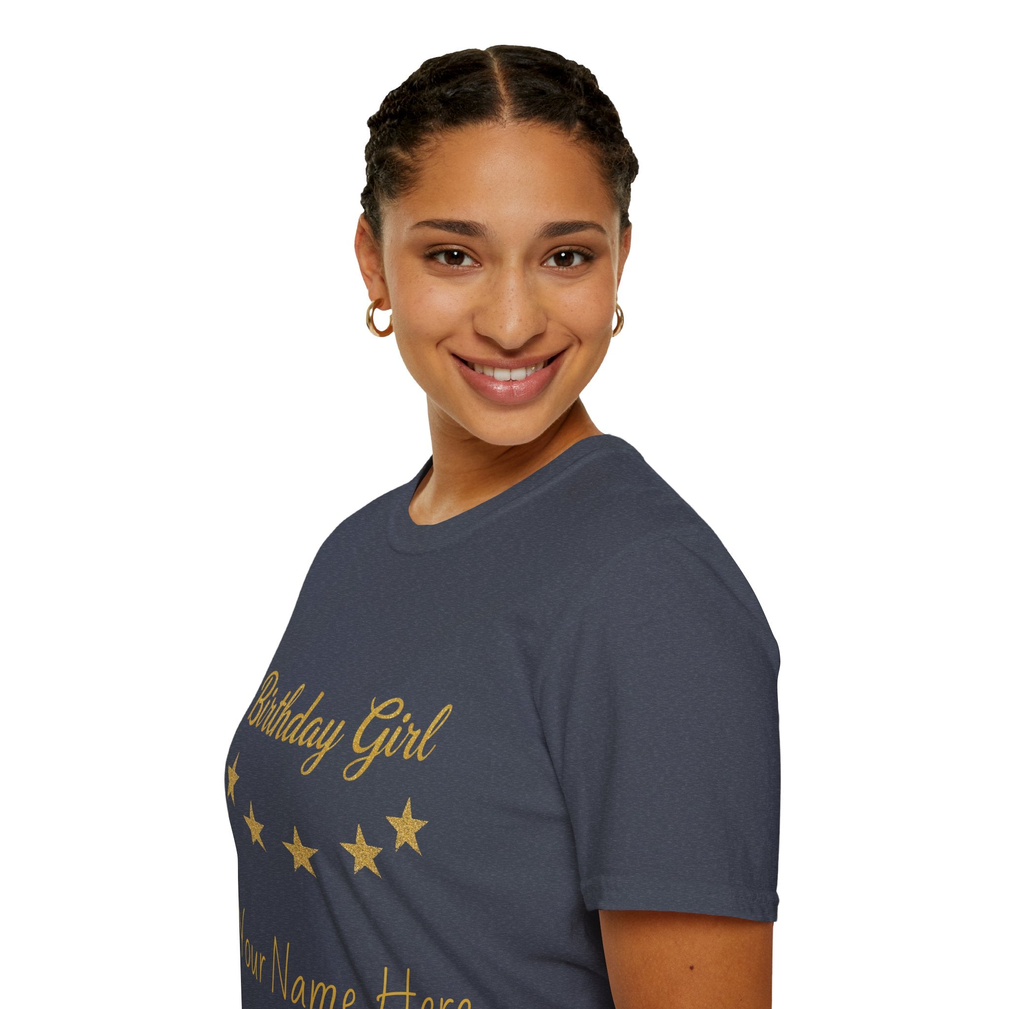 Birthday Girl T‑Shirt — Personalized 'Your Name Here' Gold Stars Tee