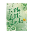 Plush Blanket — "To My Little Linda" Green Angelic Velveteen Throw