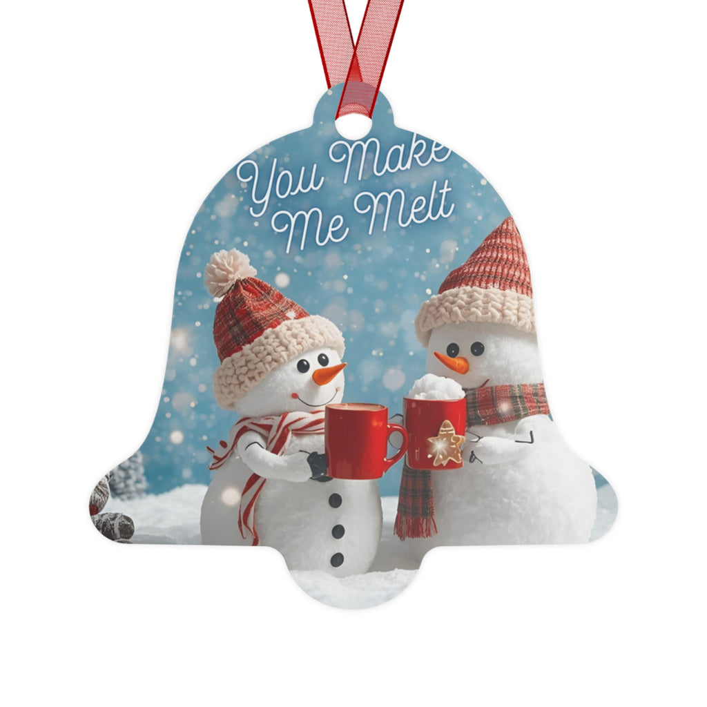You Make Me Melt Metal Bell Ornament — Cute Snowman Couples Holiday Decoration