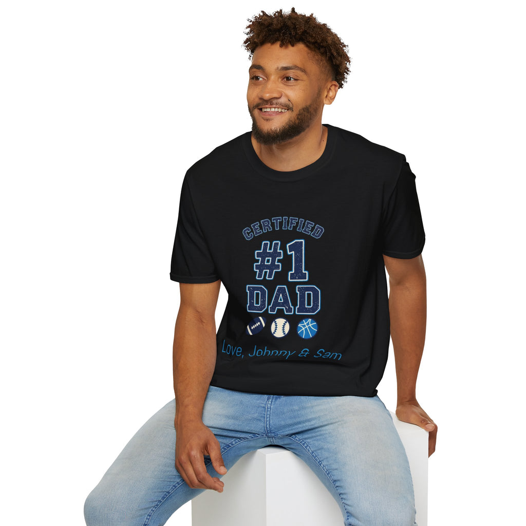Certified #1 Dad Sports T-Shirt — Personalized "Love, [Names]" Father's Day Tee