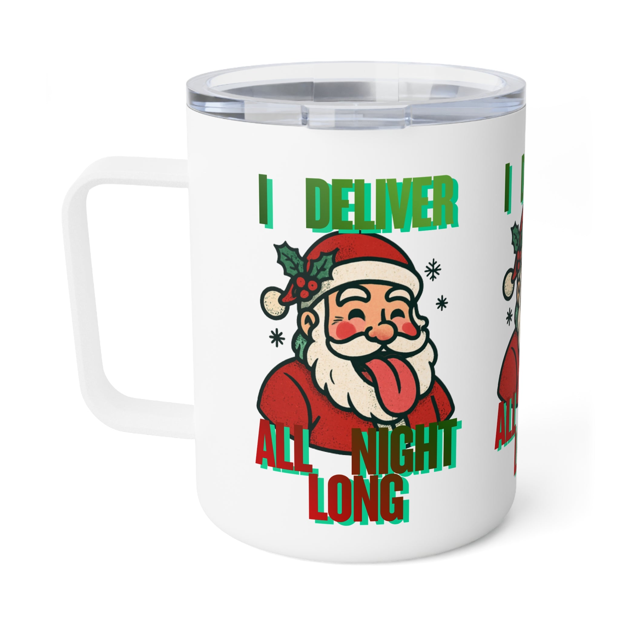 10oz Insulated Adult Themed Coffee Mug - 'I Deliver All Night Long' Hilarious Holiday Tumbler