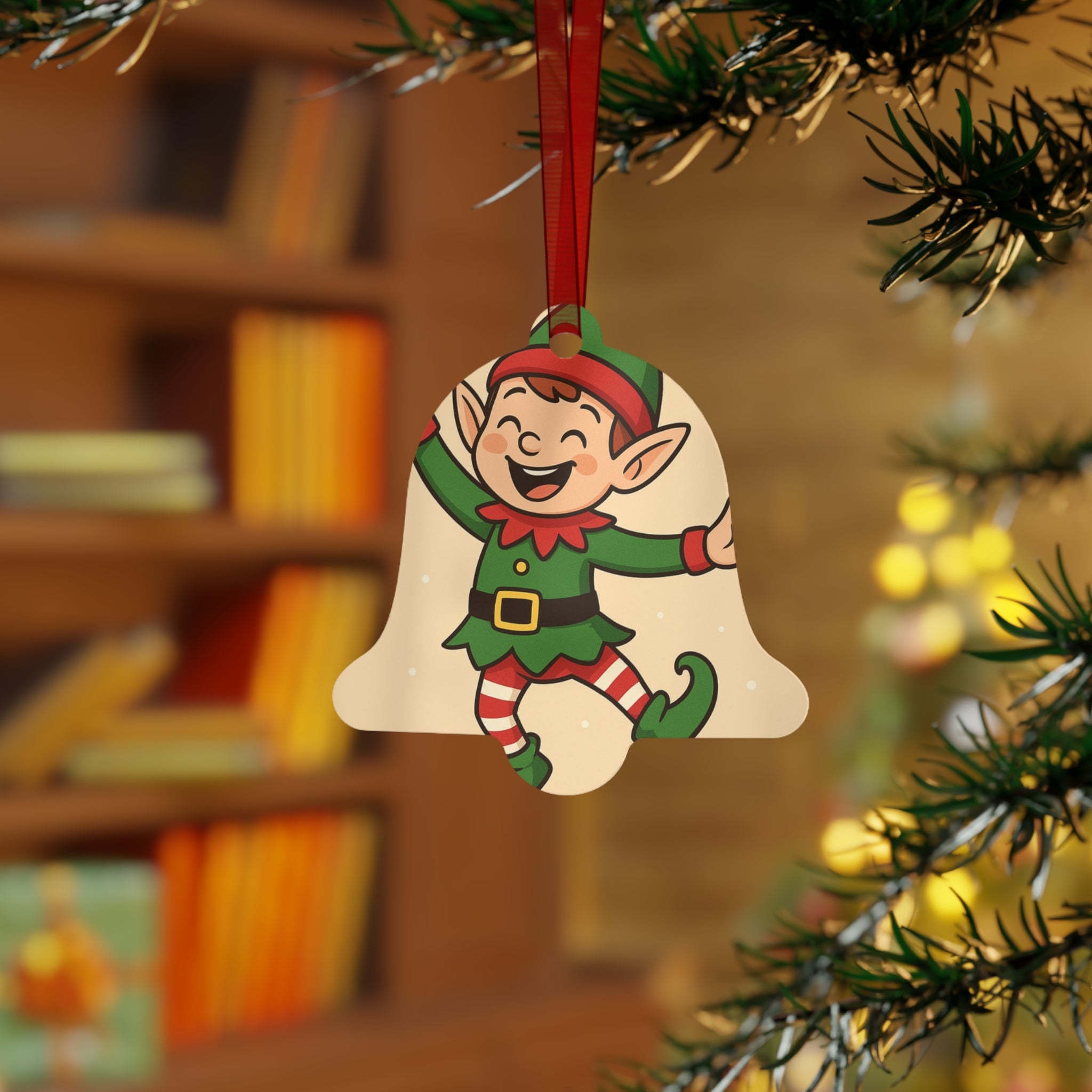 Dancing Elf Bell Metal Ornament – Cute Christmas Tree Decoration