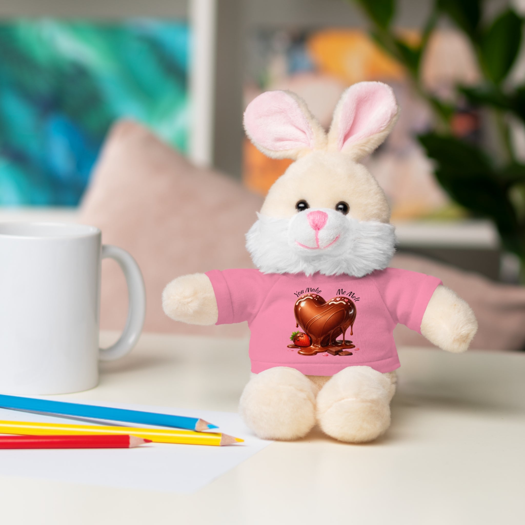 Valentine’s Chocolate Heart Plush with Tee — Stuffed Animal Gift