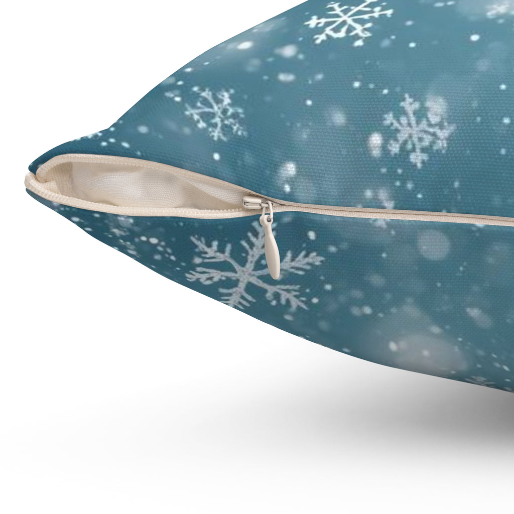 Winter Snowflake Decorative Pillow — Blue Holiday Throw Pillow