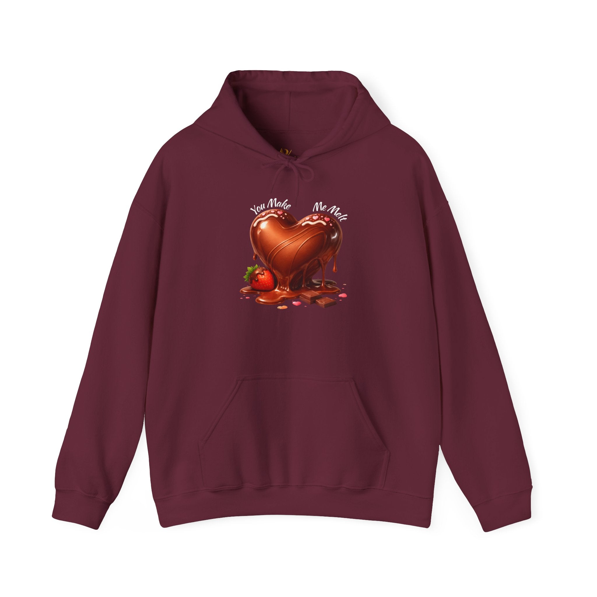 Chocolate-Dipped Heart Hoodie — Romantic Strawberry Valentine Sweatshirt