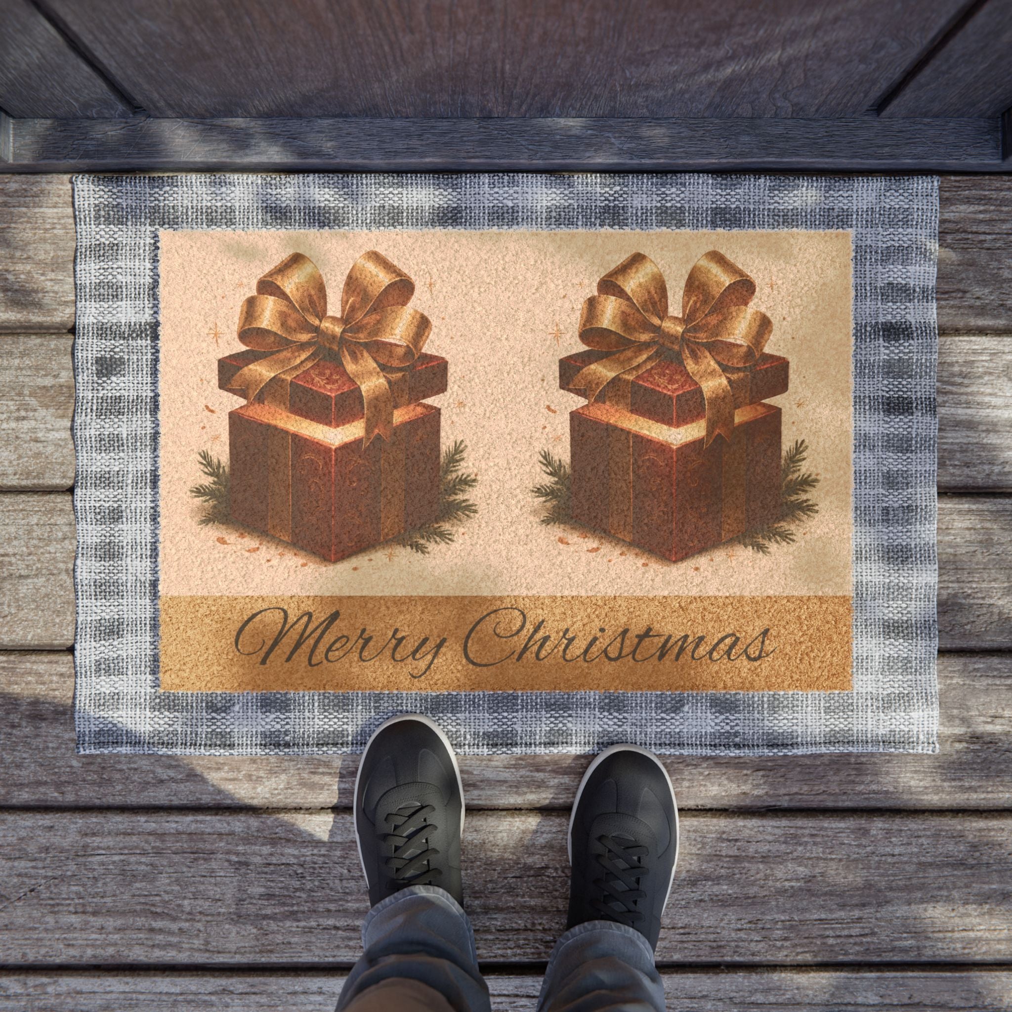 Doormat — Merry Christmas Gift Box Holiday Welcome Mat