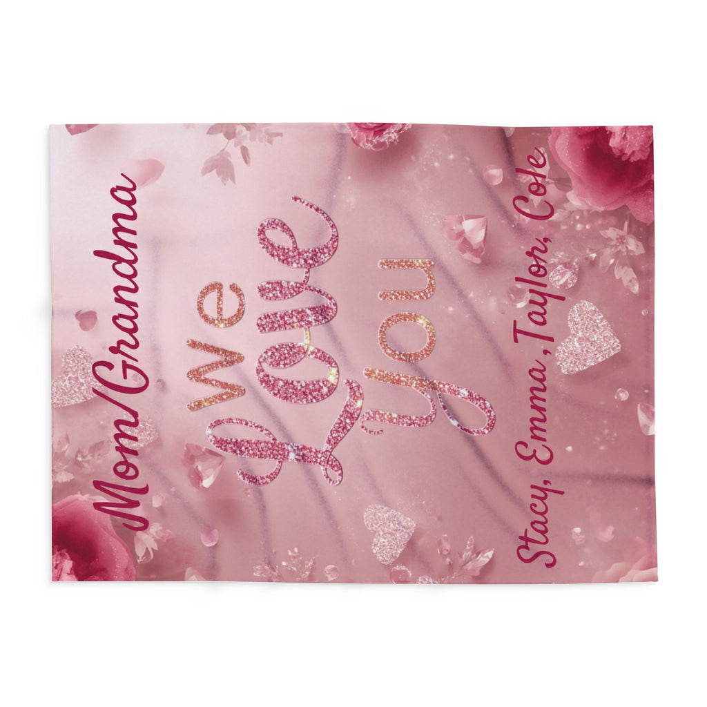 Personalized Mother's Day Fleece Blanket - Custom Names, Mom or Grandma Gift, Floral Design