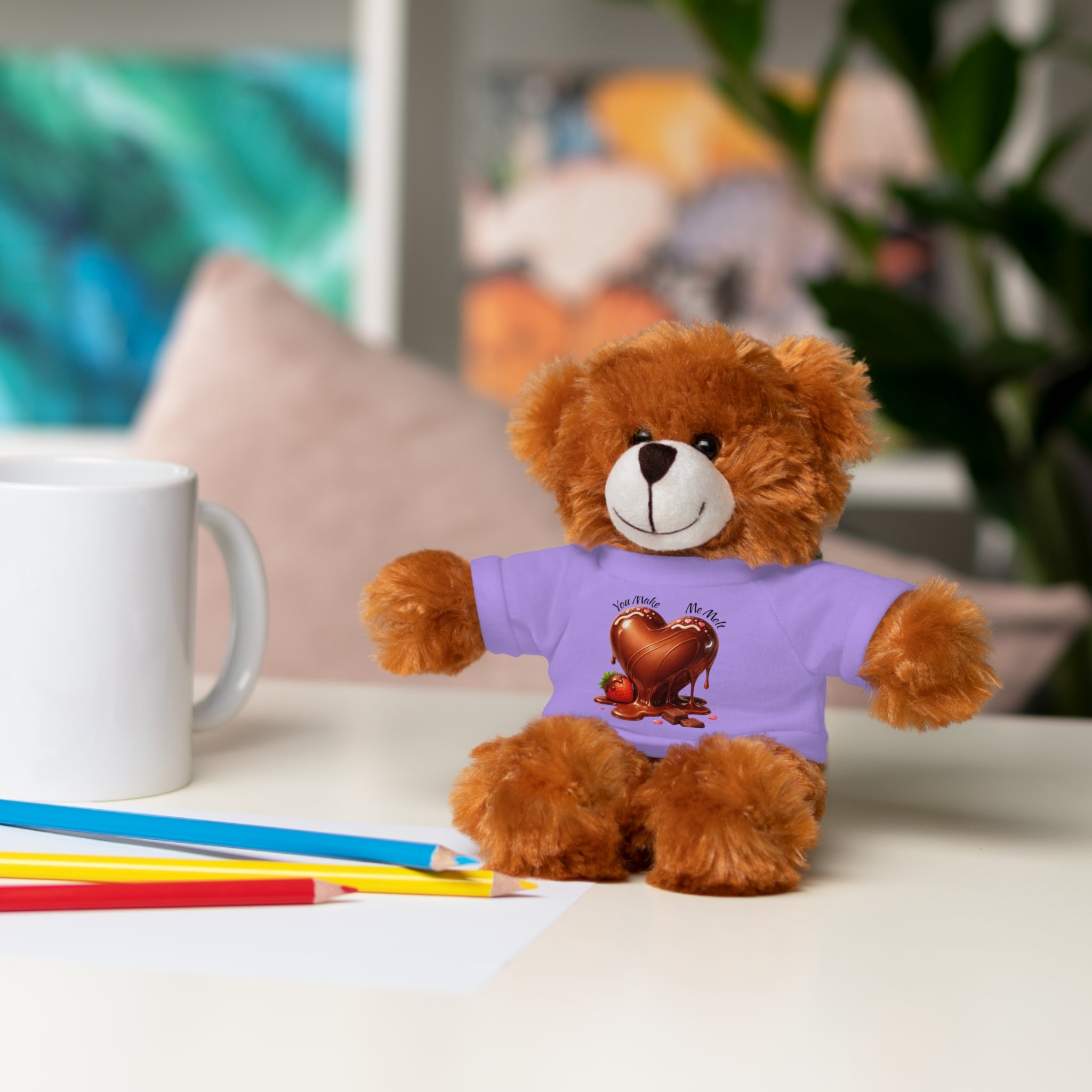 Valentine’s Chocolate Heart Plush with Tee — Stuffed Animal Gift