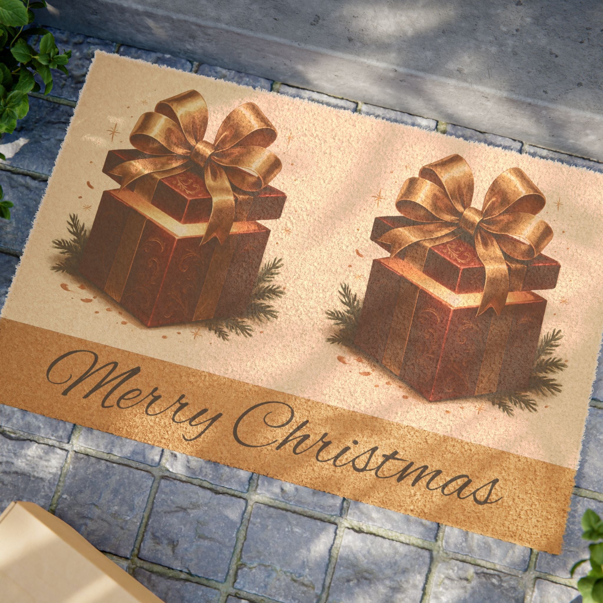 Doormat — Merry Christmas Gift Box Holiday Welcome Mat
