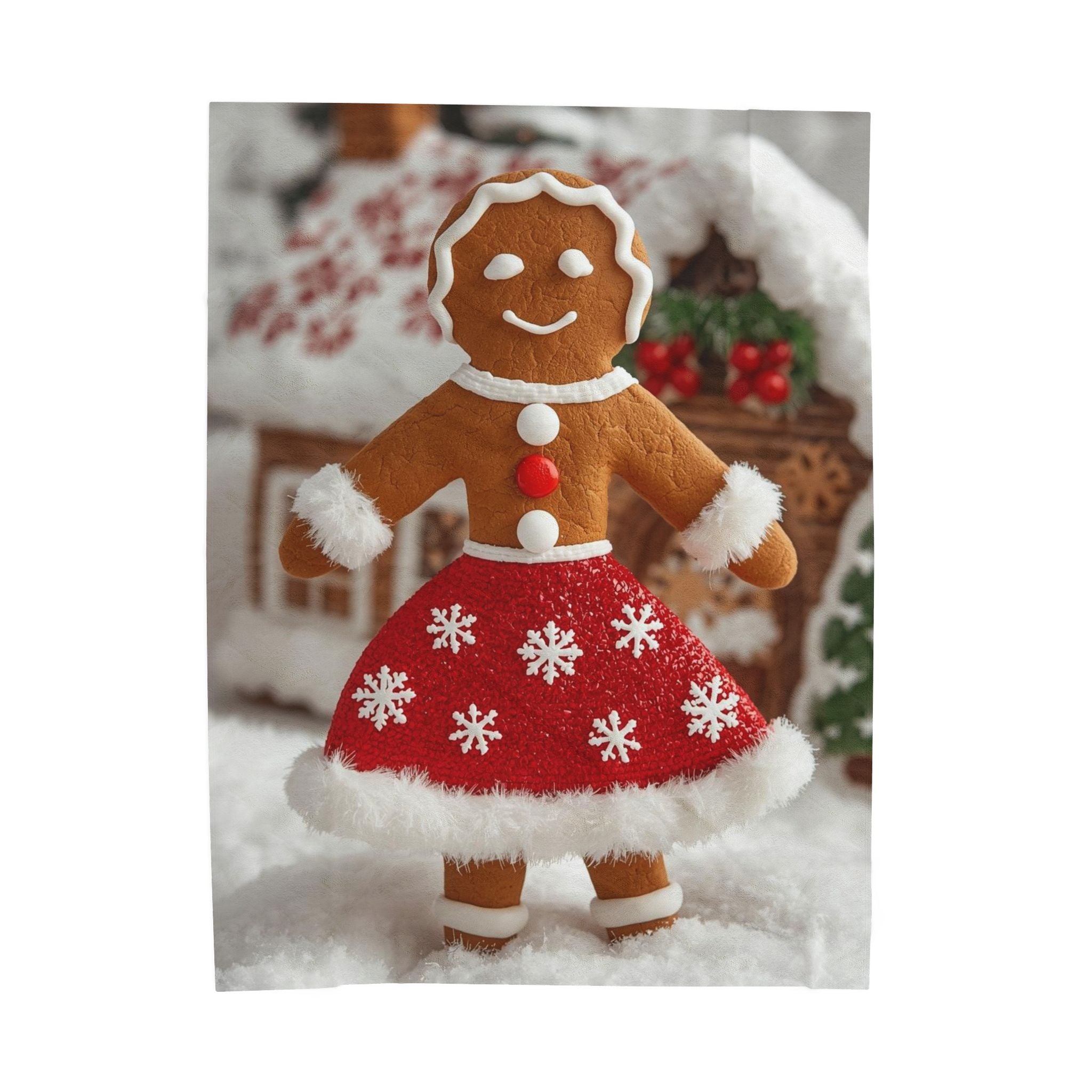 Christmas Gingerbread Girl Velveteen Plush Blanket