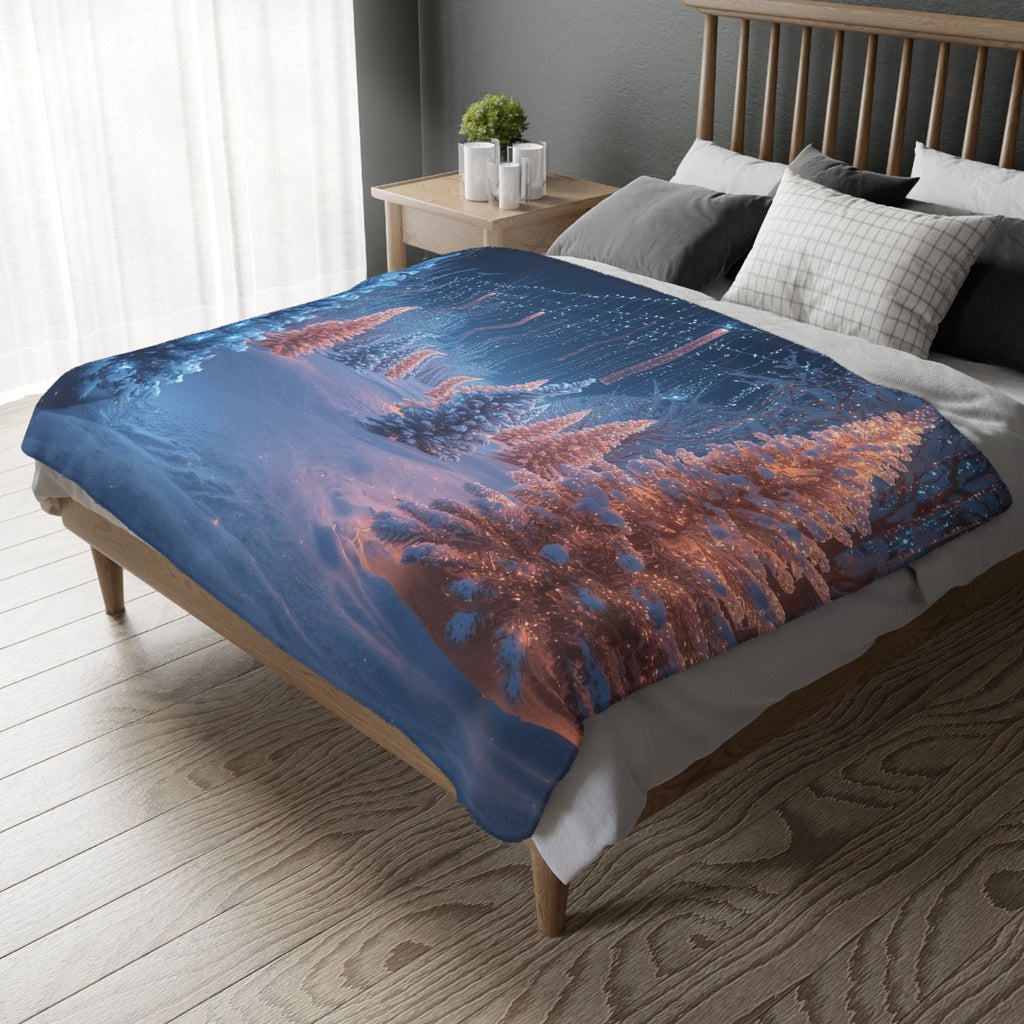 Winter Wonderland Velveteen Blanket — Two-Sided Rose Gold