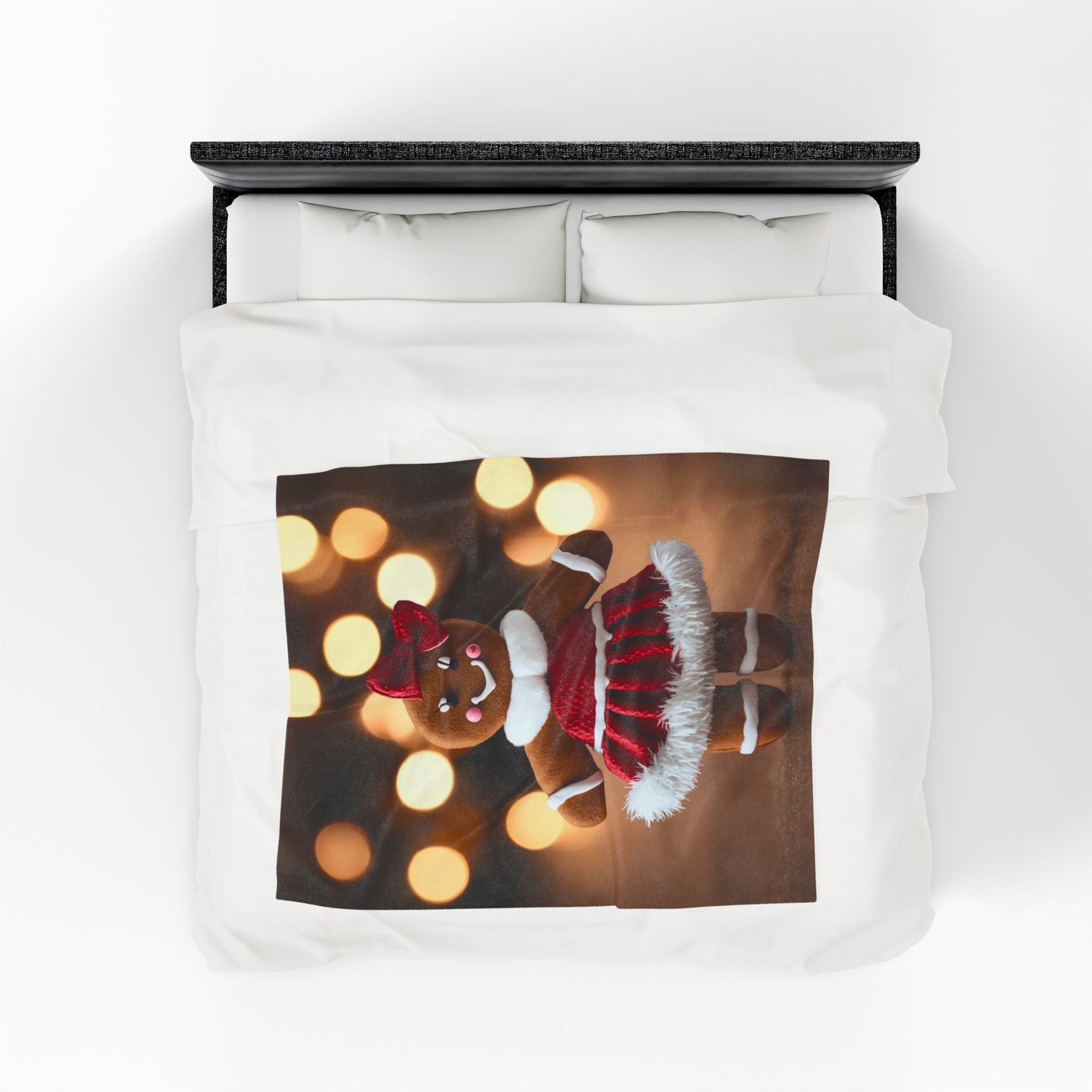 Gingerbread Girl Holiday Plush Blanket — Velveteen Christmas Throw