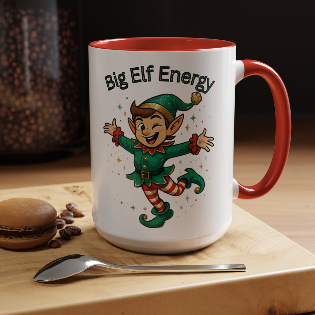 Big Elf Energy Coffee Mug — Holiday Christmas Elf Accent Mug (11/15oz)