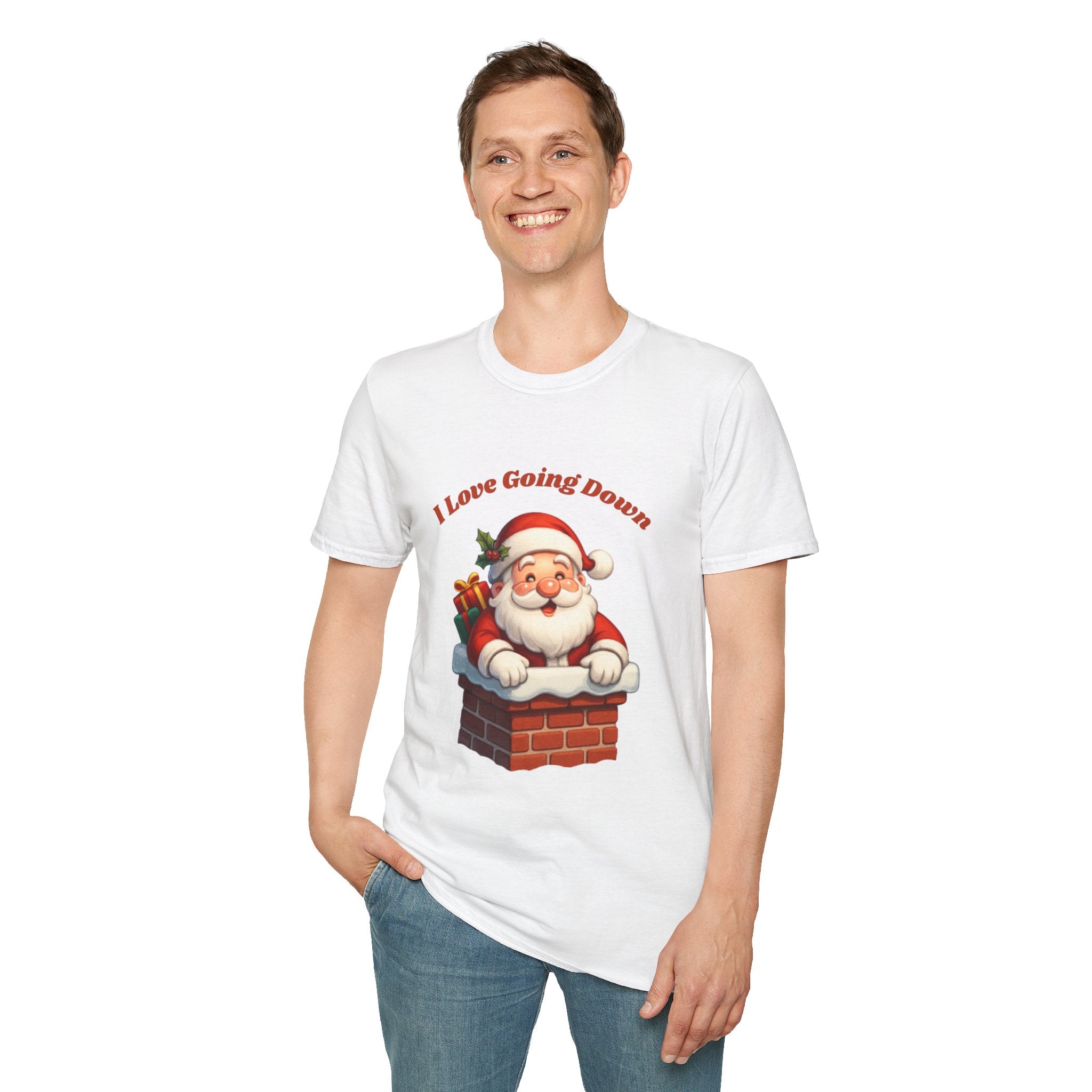 Adult Themed Santa Chimney T-Shirt - 'I Love Going Down' Christmas Attire