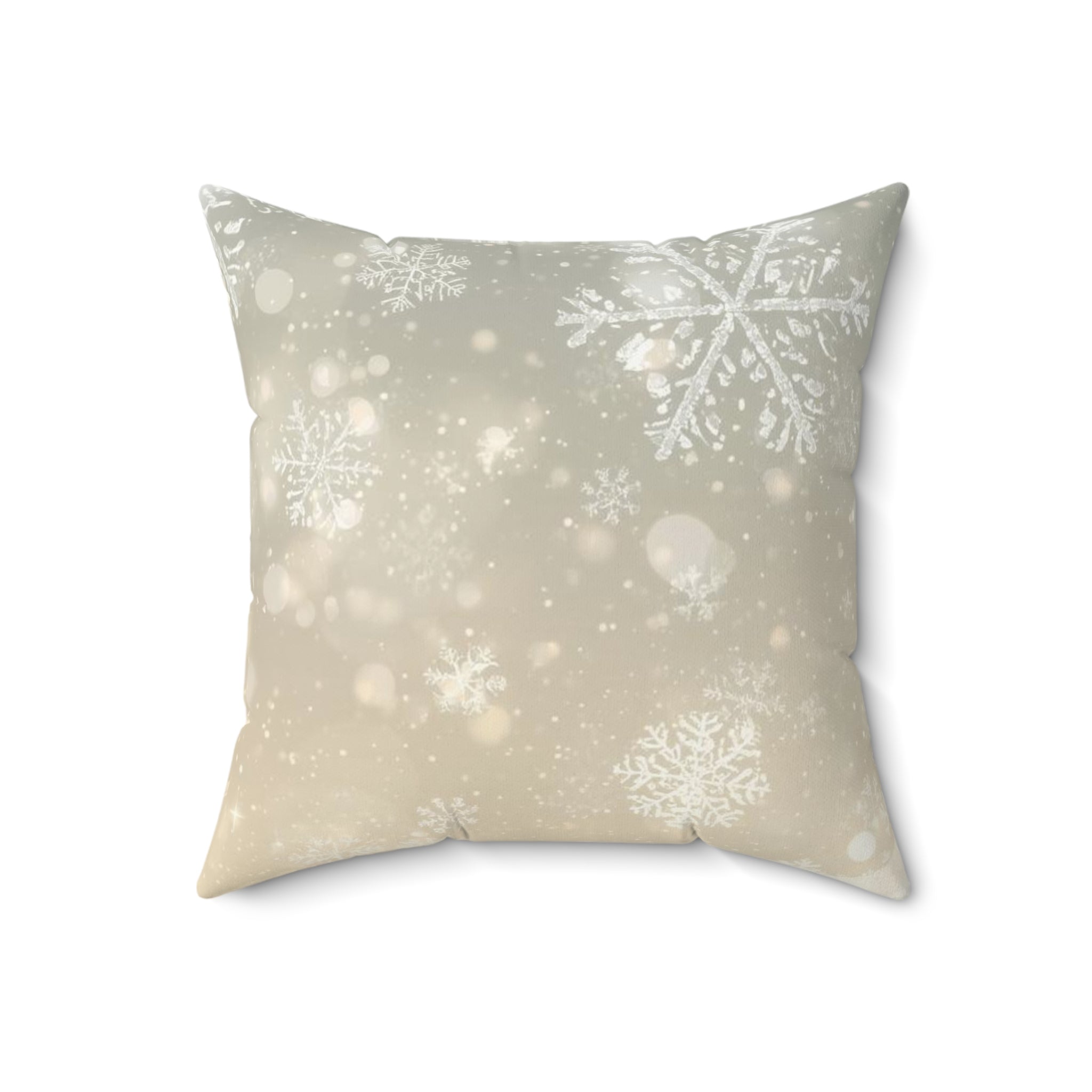 Snowflake Glow Square Pillow — Winter Holiday Decorative Throw Pillow
