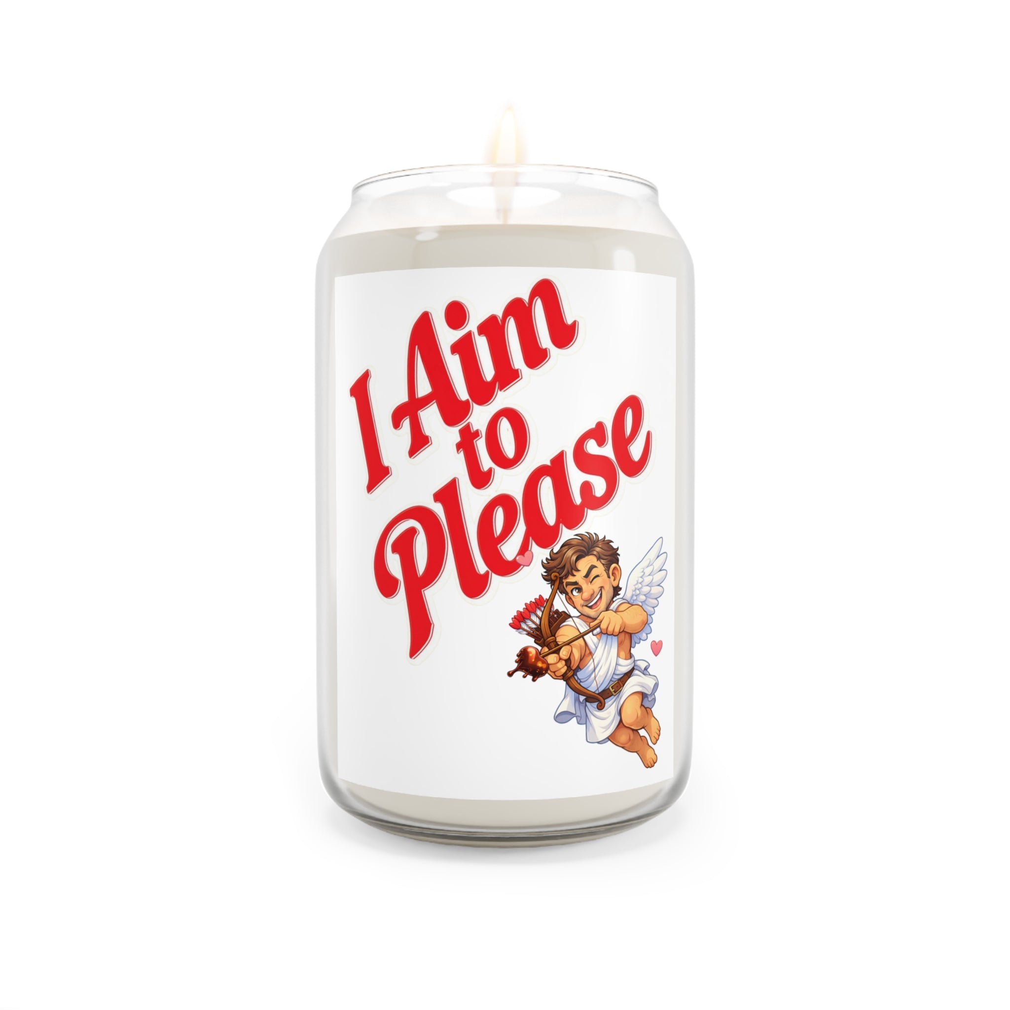 Scented Soy Candle — "I Aim to Please" Valentine Cupid Design (13.75 oz)