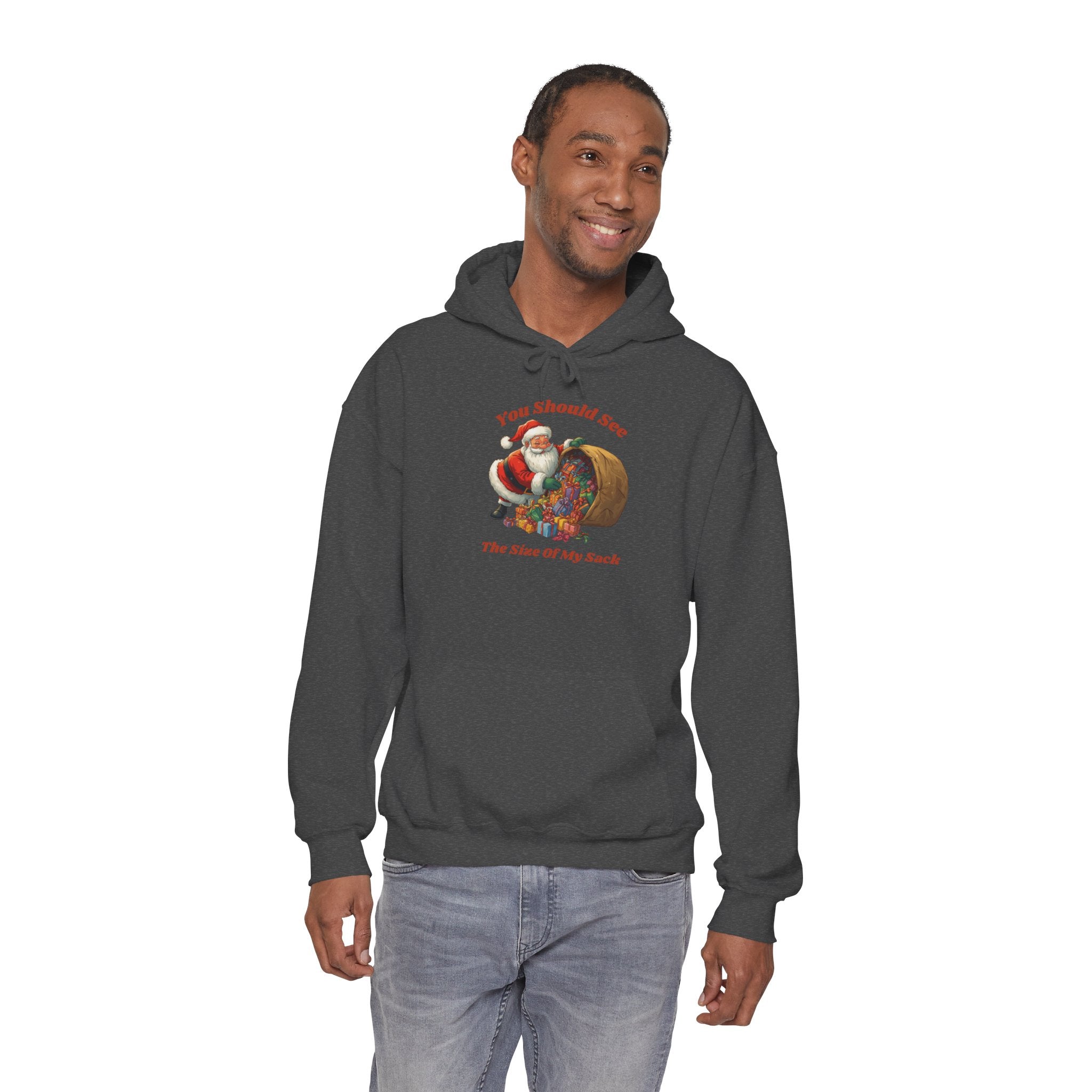 Adult Themed Santa Sack Hoodie — 'You Should See The Size Of My Sack' Christmas Attire