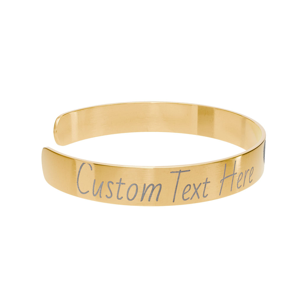 Engraved Gold Cuff Bracelet — "I Love You So Much" Personalized Heart Message