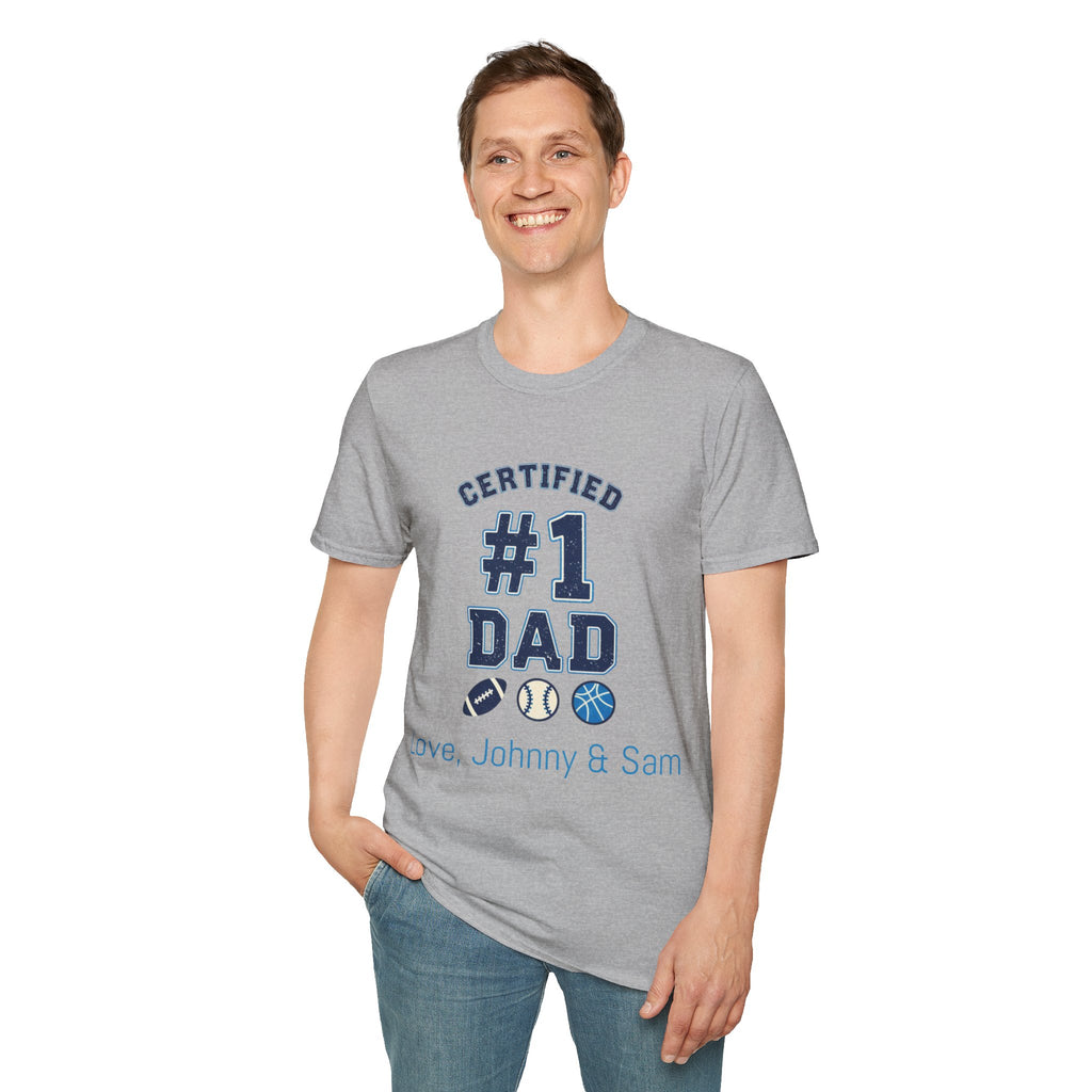 Certified #1 Dad Sports T-Shirt — Personalized "Love, [Names]" Father's Day Tee