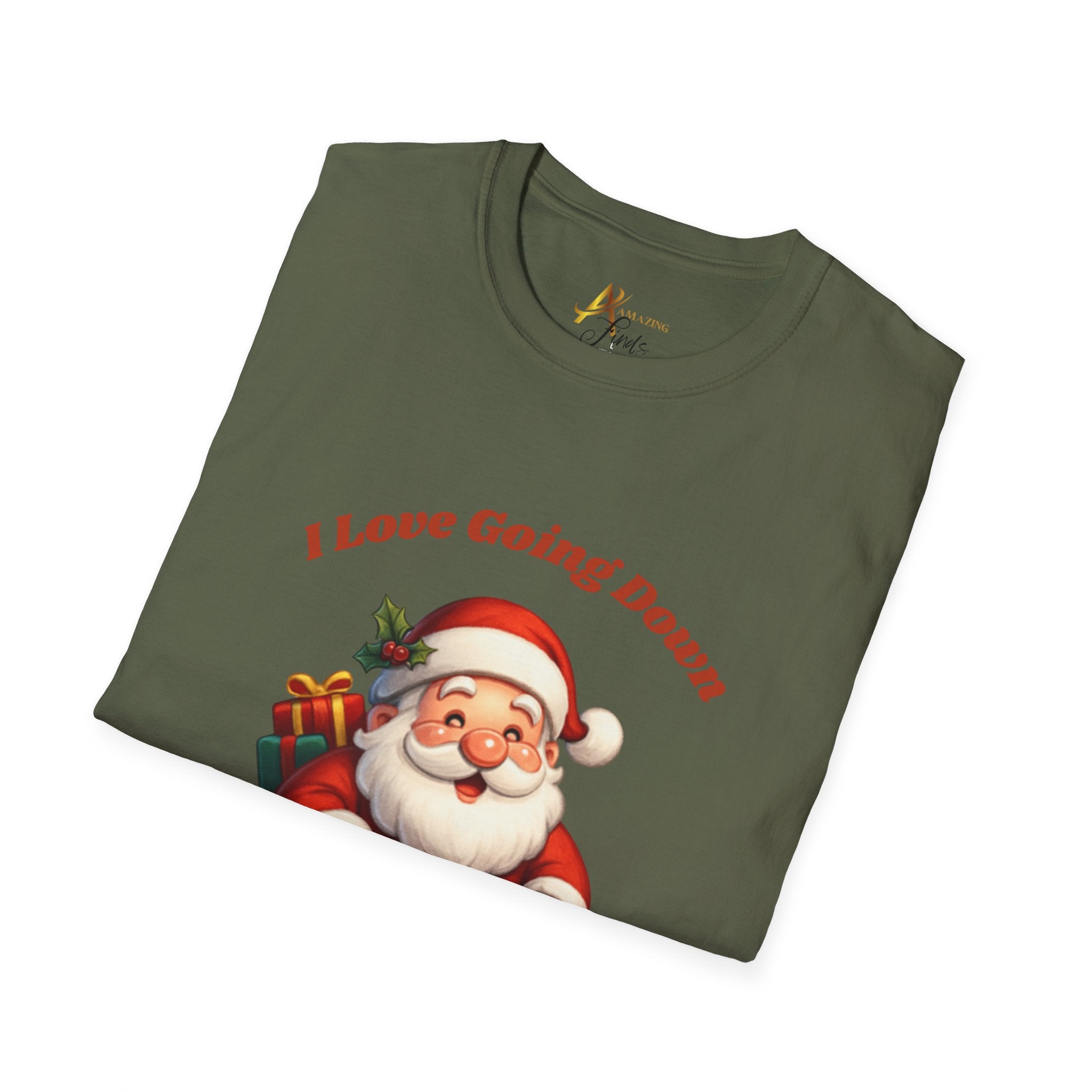 Adult Themed Santa Chimney T-Shirt - 'I Love Going Down' Christmas Attire