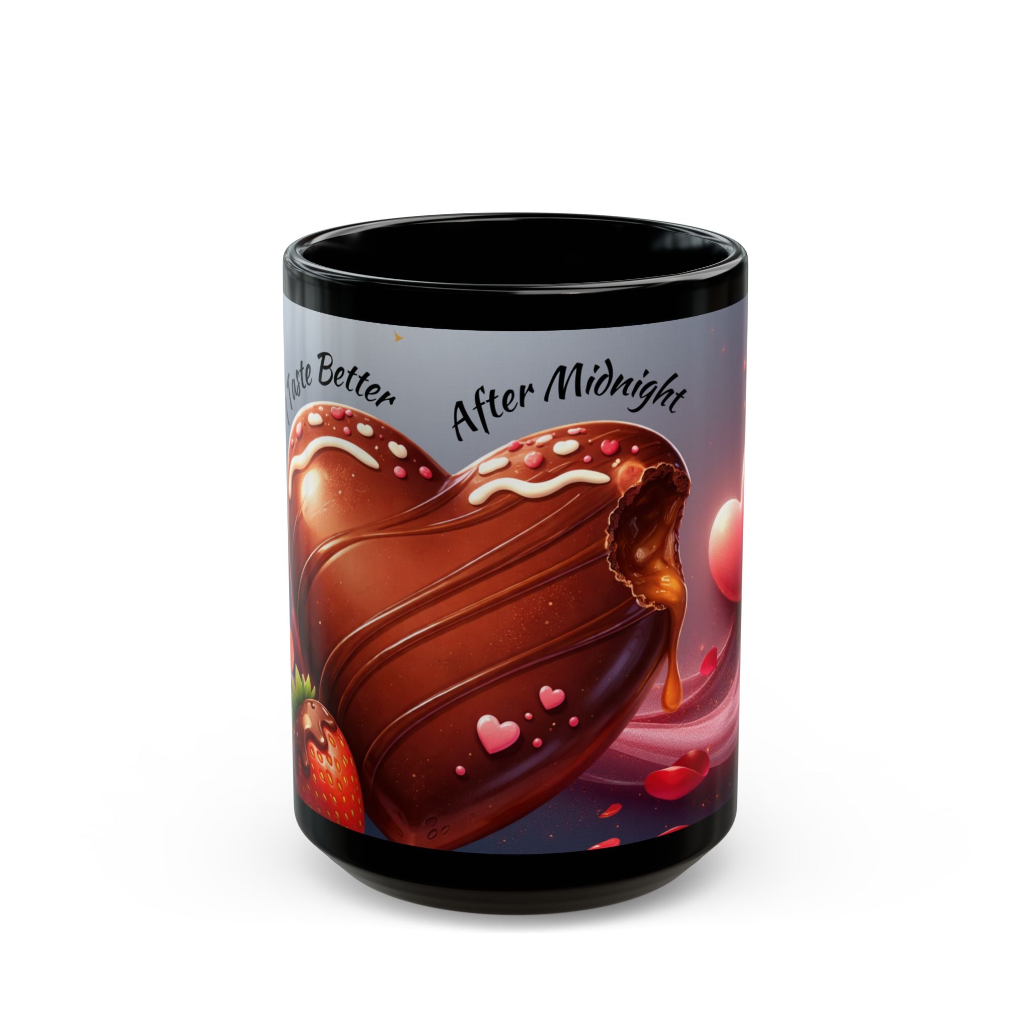 Chocolate Heart Illustration Mug | Black Ceramic Coffee Mug (11oz, 15oz)