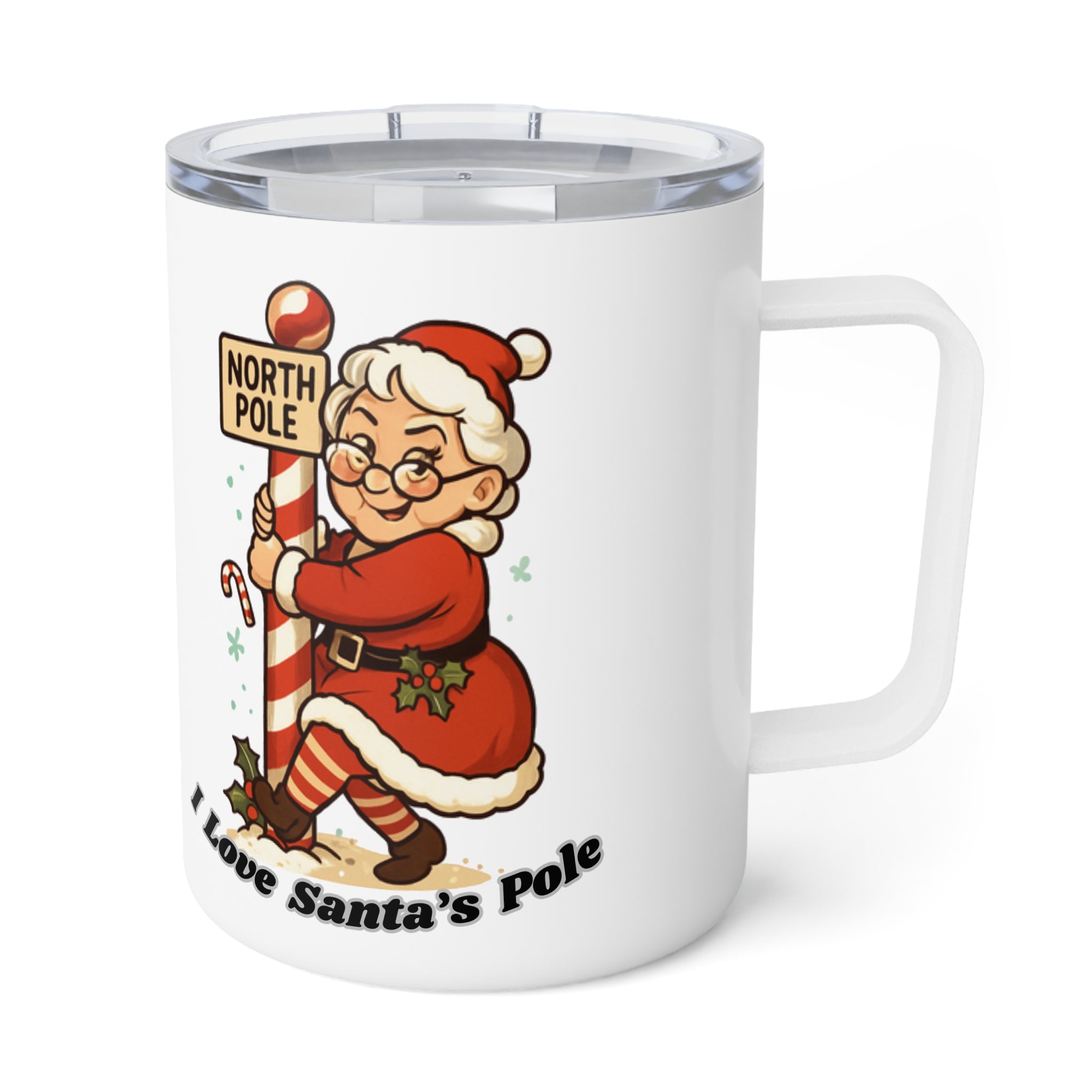10oz Insulated Adult Themed Coffee Mug — 'I Love Santa's Pole' Hilarious Holiday Tumbler