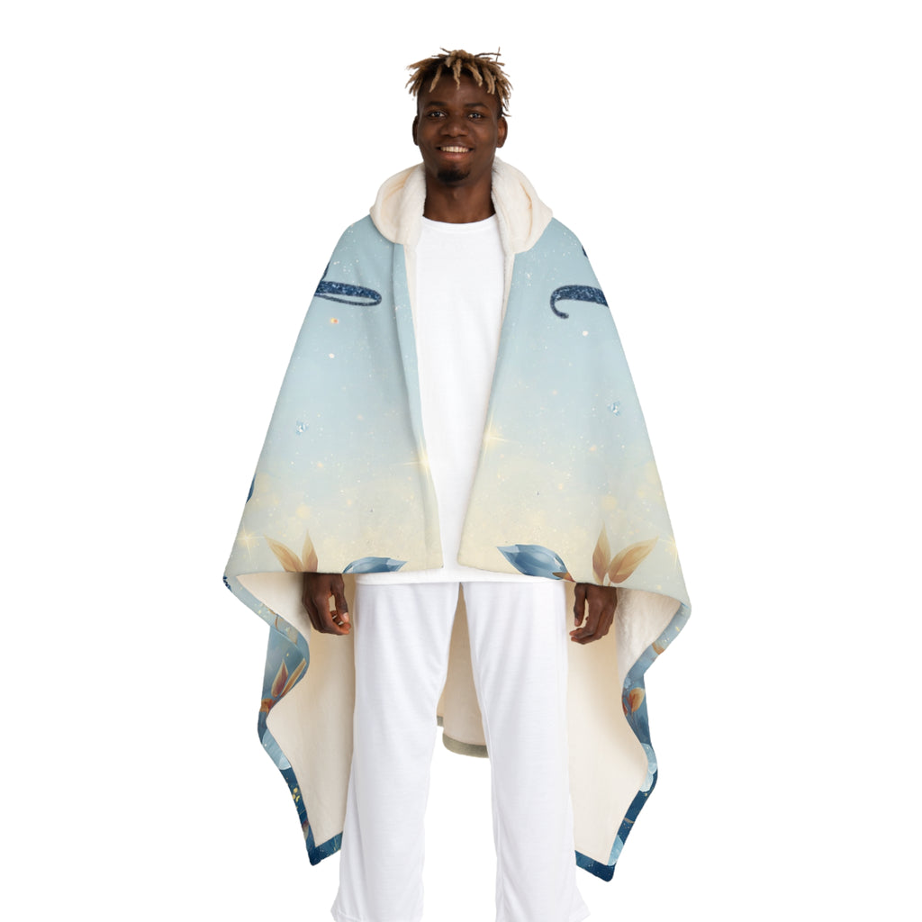 Personalized Hooded Sherpa Blanket — Blue Floral Dream Cozy Throw