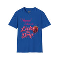 “Name Likes to Lick the Drip” Strawberry Drip Graphic T-Shirt