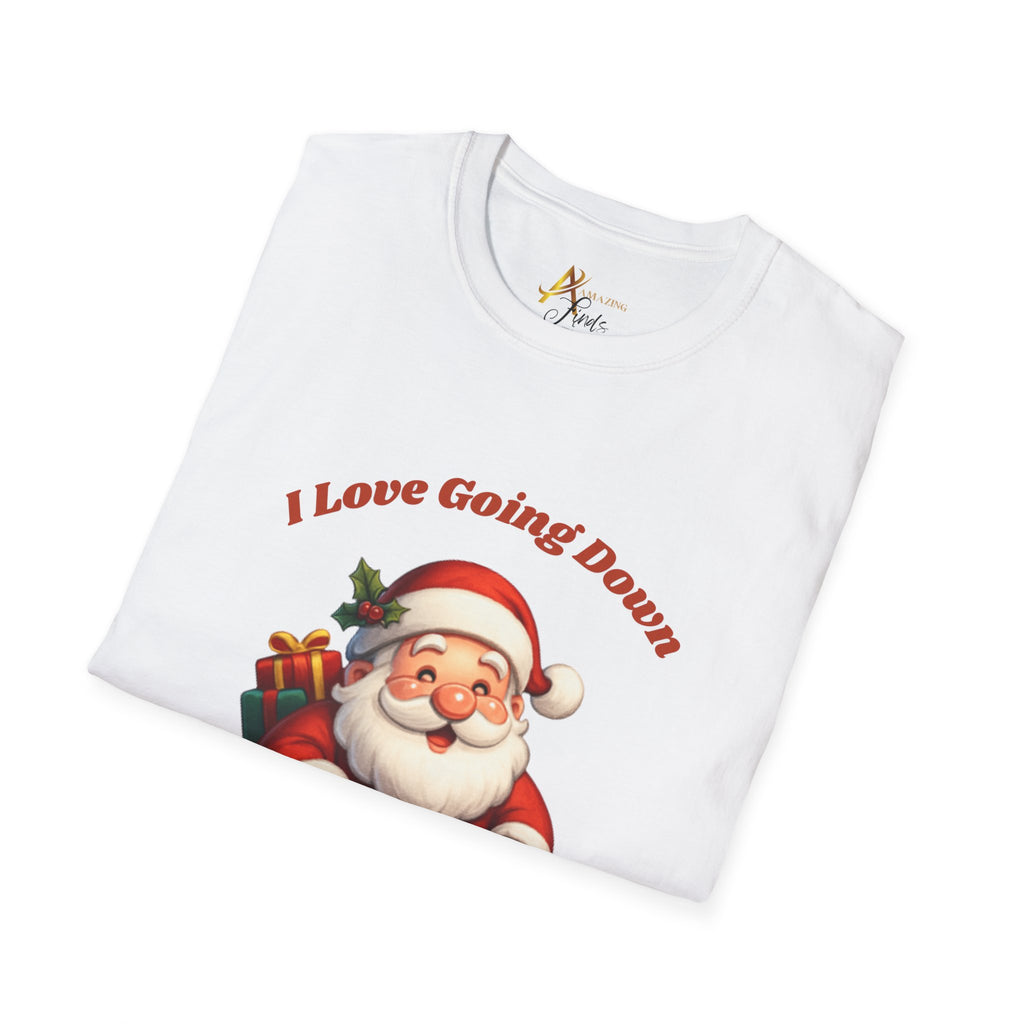 Adult Themed Santa Chimney T-Shirt - 'I Love Going Down' Christmas Attire